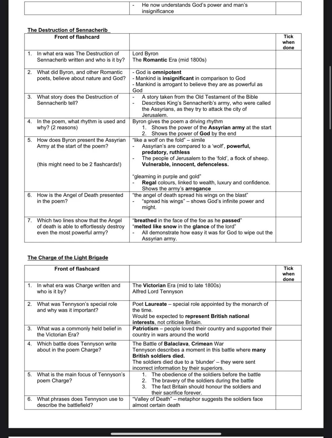 A Poison Tree
Front of flashcard
1. In what era was A Poison Tree written William Blake
and who is it by?
2. What did Blake believe about
po