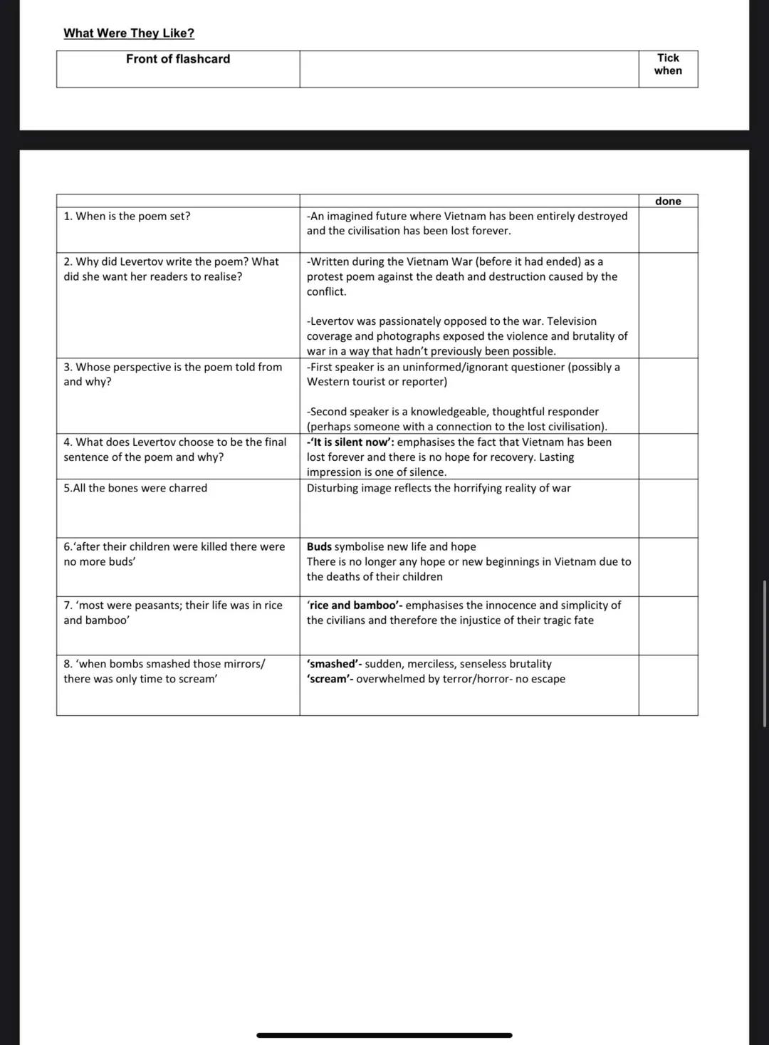 A Poison Tree
Front of flashcard
1. In what era was A Poison Tree written William Blake
and who is it by?
2. What did Blake believe about
po