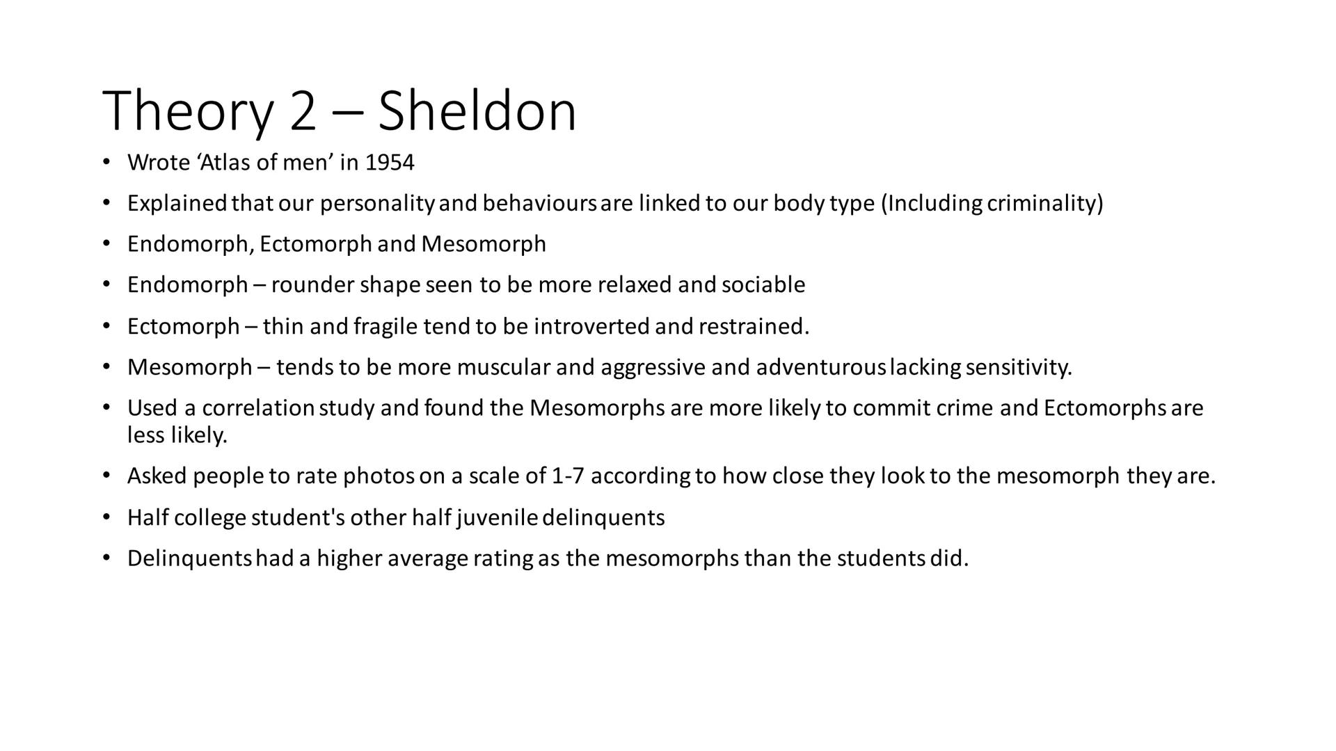 # Biological Theories # Physiological Theories # Theory 1 - Lombroso 1876
*   Italian Doctor
*   Studied faces of criminals dead and alive