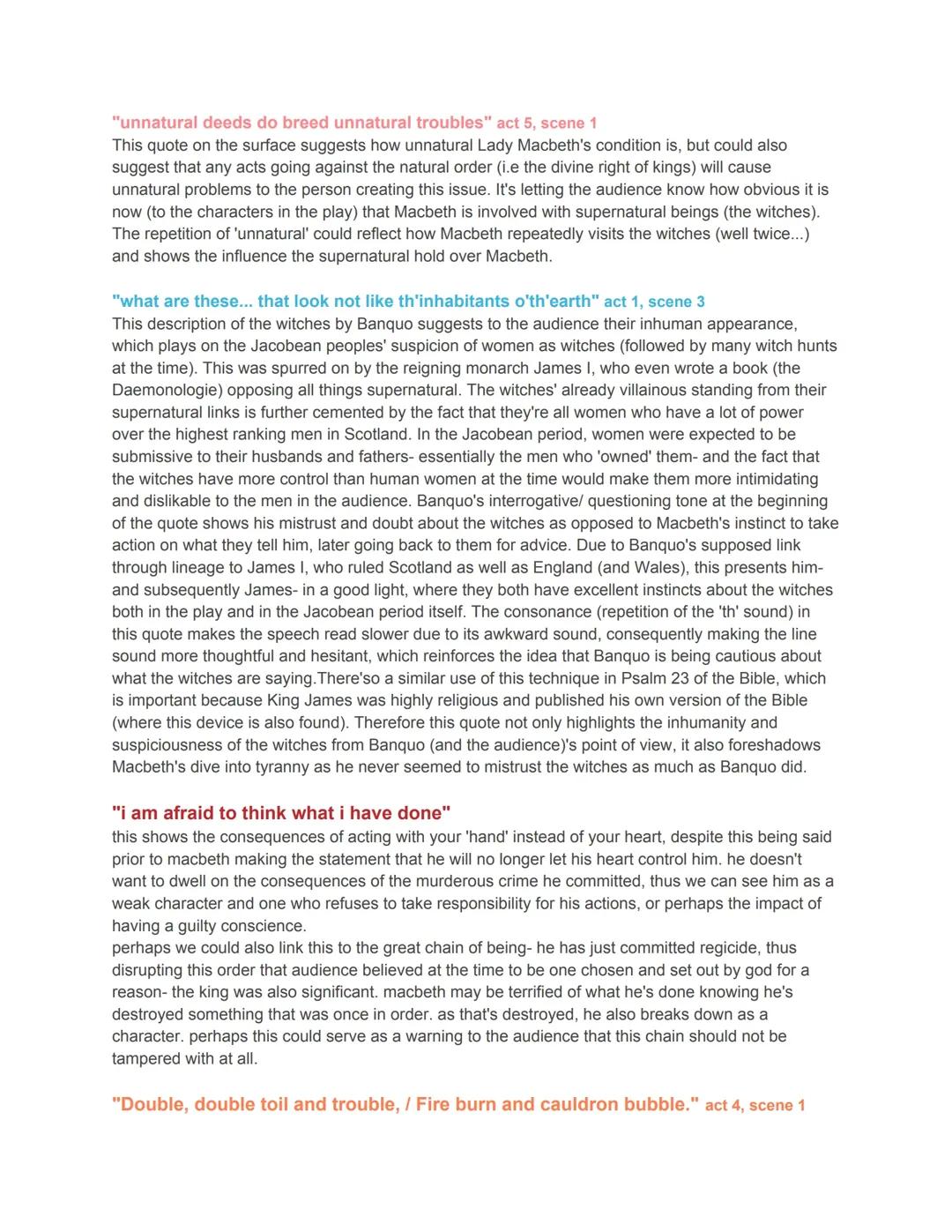 Macbeth Grade 9 Analysis.