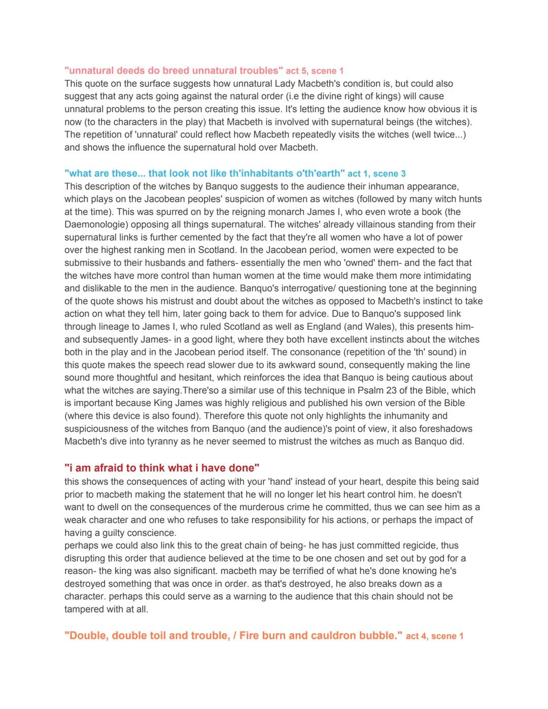 "unnatural deeds do breed unnatural troubles" act 5, scene 1
This quote on the surface suggests how unnatural Lady Macbeth's condition is, b