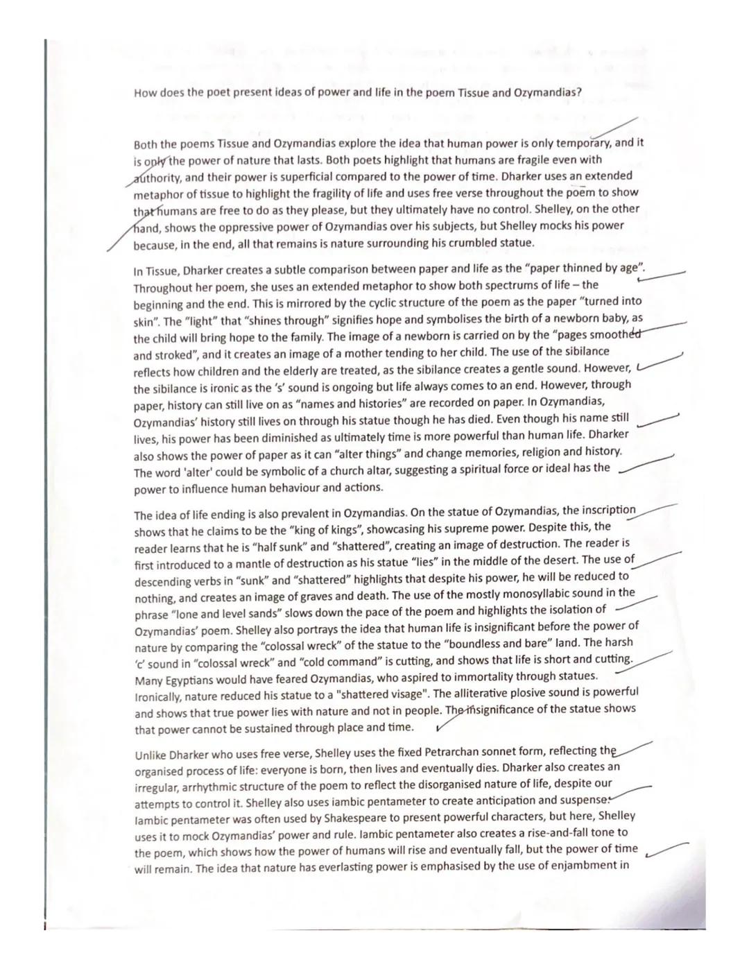 How does the poet present ideas of power and life in the poem Tissue and Ozymandias?
Both the poems Tissue and Ozymandias explore the idea t