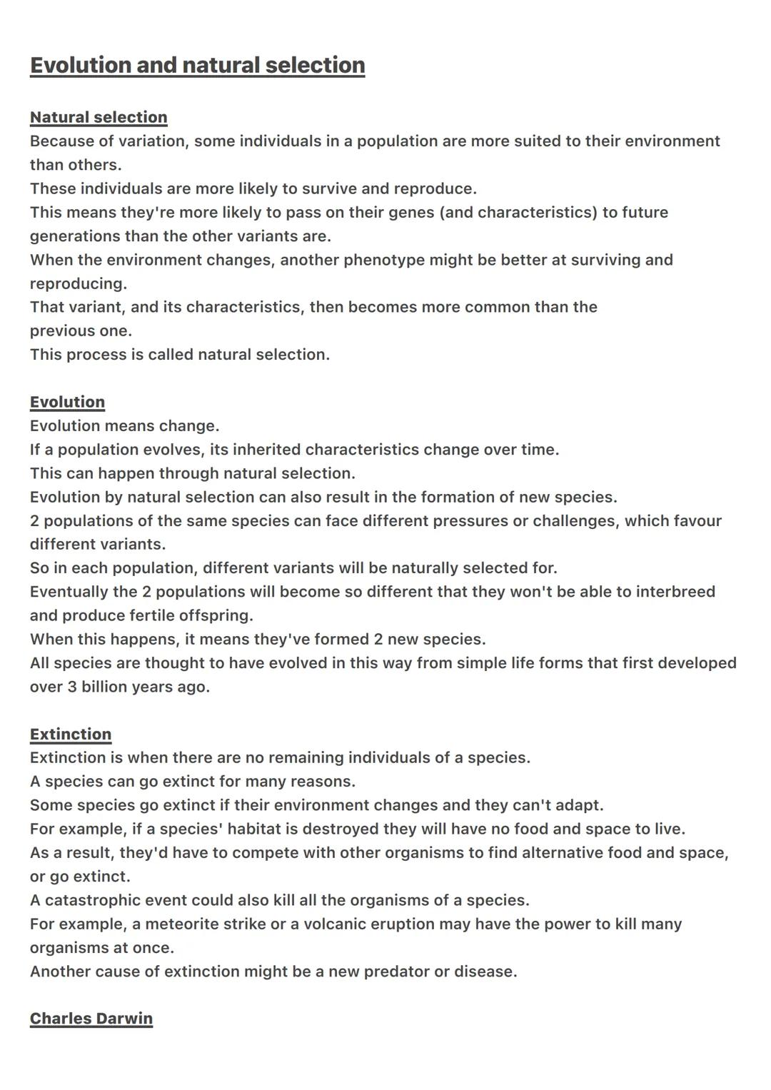 Evolution and natural selection