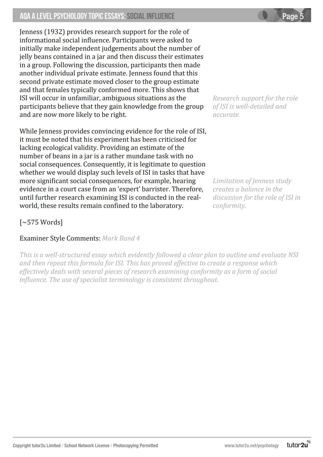 AQA A LEVEL
PSYCHOLOGY
TOPIC ESSAYS
Social Influence
A
JOSEPH SPARKS & HELEN LAKIN
tutor2u Page 2
AQA A LEVEL PSYCHOLOGY TOPIC ESSAYS: SOCIA
