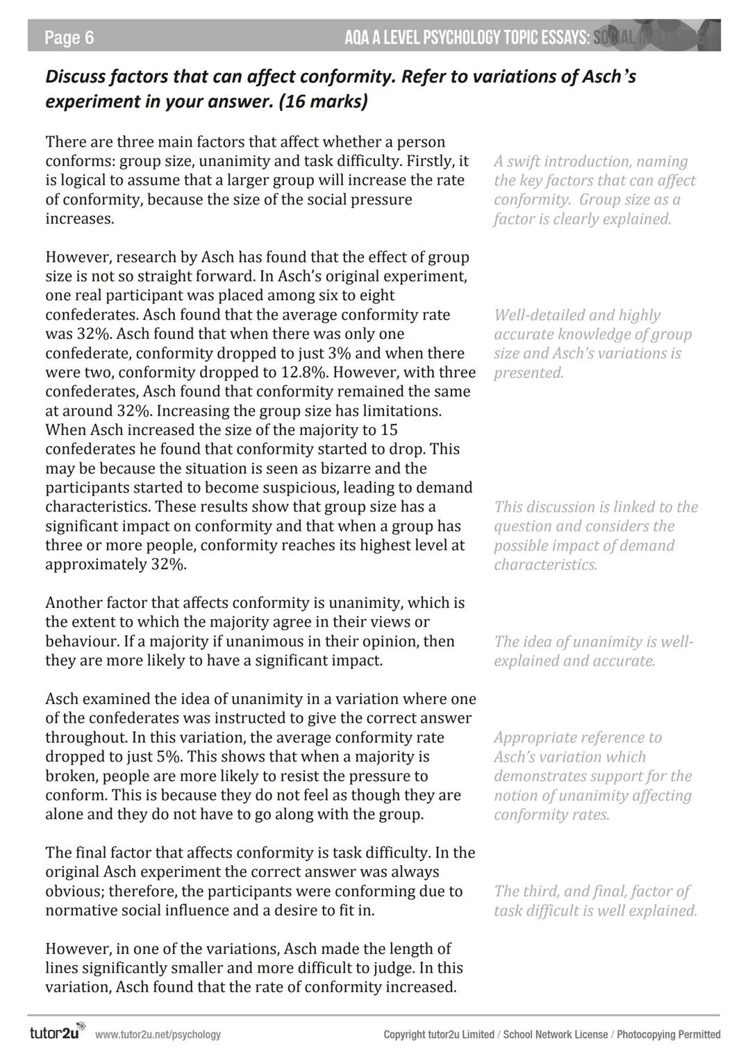 AQA A LEVEL
PSYCHOLOGY
TOPIC ESSAYS
Social Influence
A
JOSEPH SPARKS & HELEN LAKIN
tutor2u Page 2
AQA A LEVEL PSYCHOLOGY TOPIC ESSAYS: SOCIA