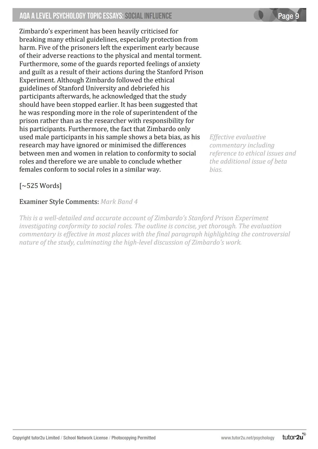 AQA A LEVEL
PSYCHOLOGY
TOPIC ESSAYS
Social Influence
A
JOSEPH SPARKS & HELEN LAKIN
tutor2u Page 2
AQA A LEVEL PSYCHOLOGY TOPIC ESSAYS: SOCIA