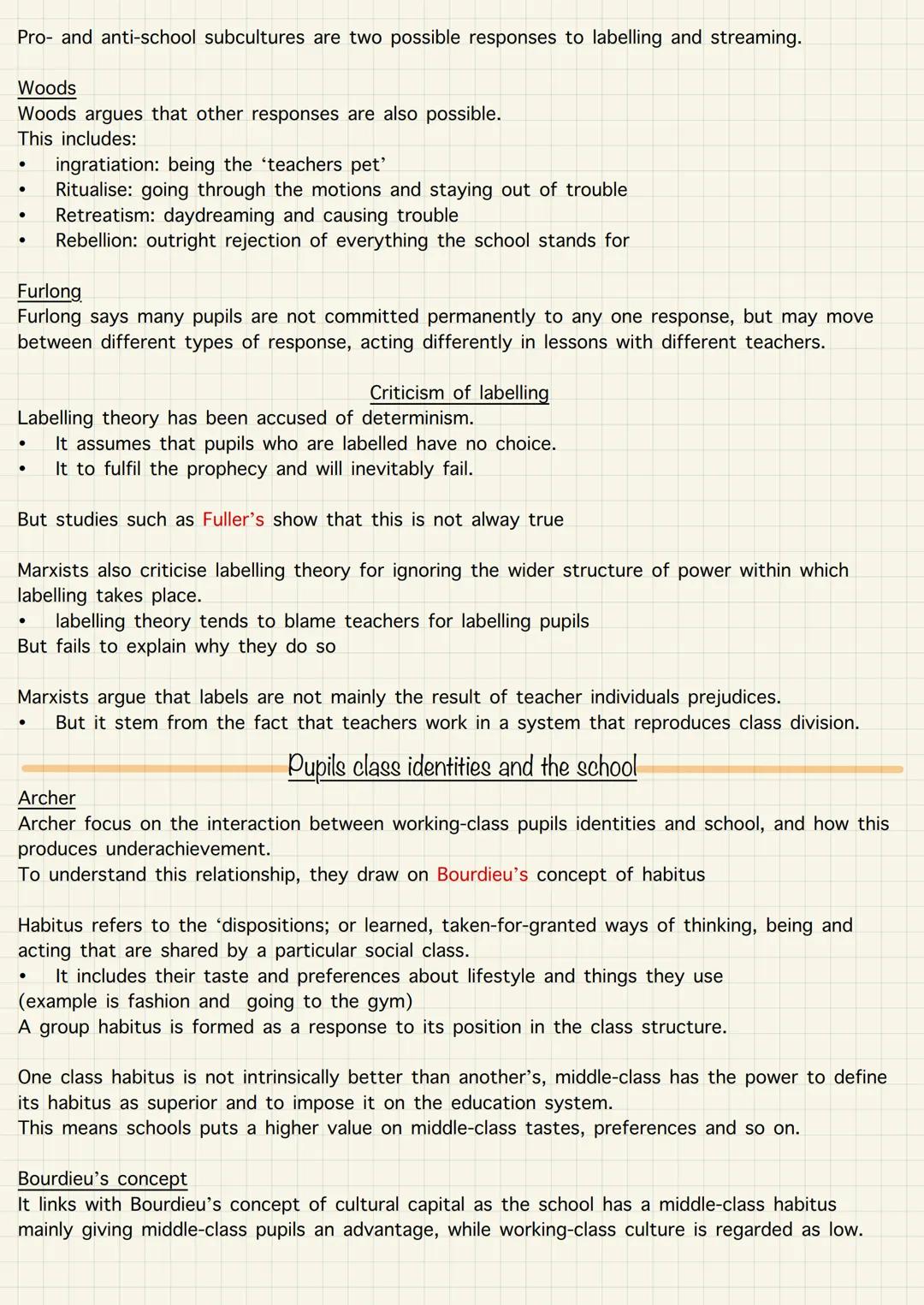 # Class and achievement (internal factors)
## Labelling
To label someone is by attaching a meaning or definitions someone.
Teacher may lab