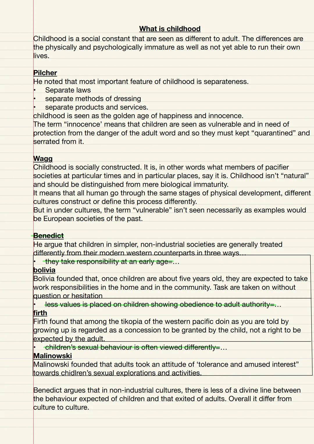 # What is childhood
Childhood is a social constant that are seen as different to adult. The differences are
the physically and psychologica