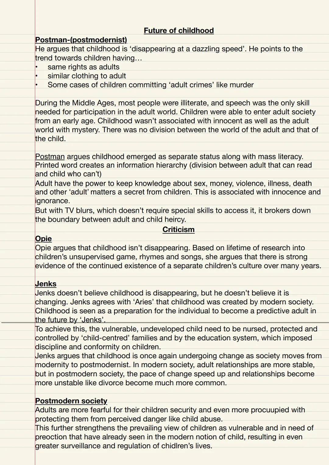 # What is childhood
Childhood is a social constant that are seen as different to adult. The differences are
the physically and psychologica