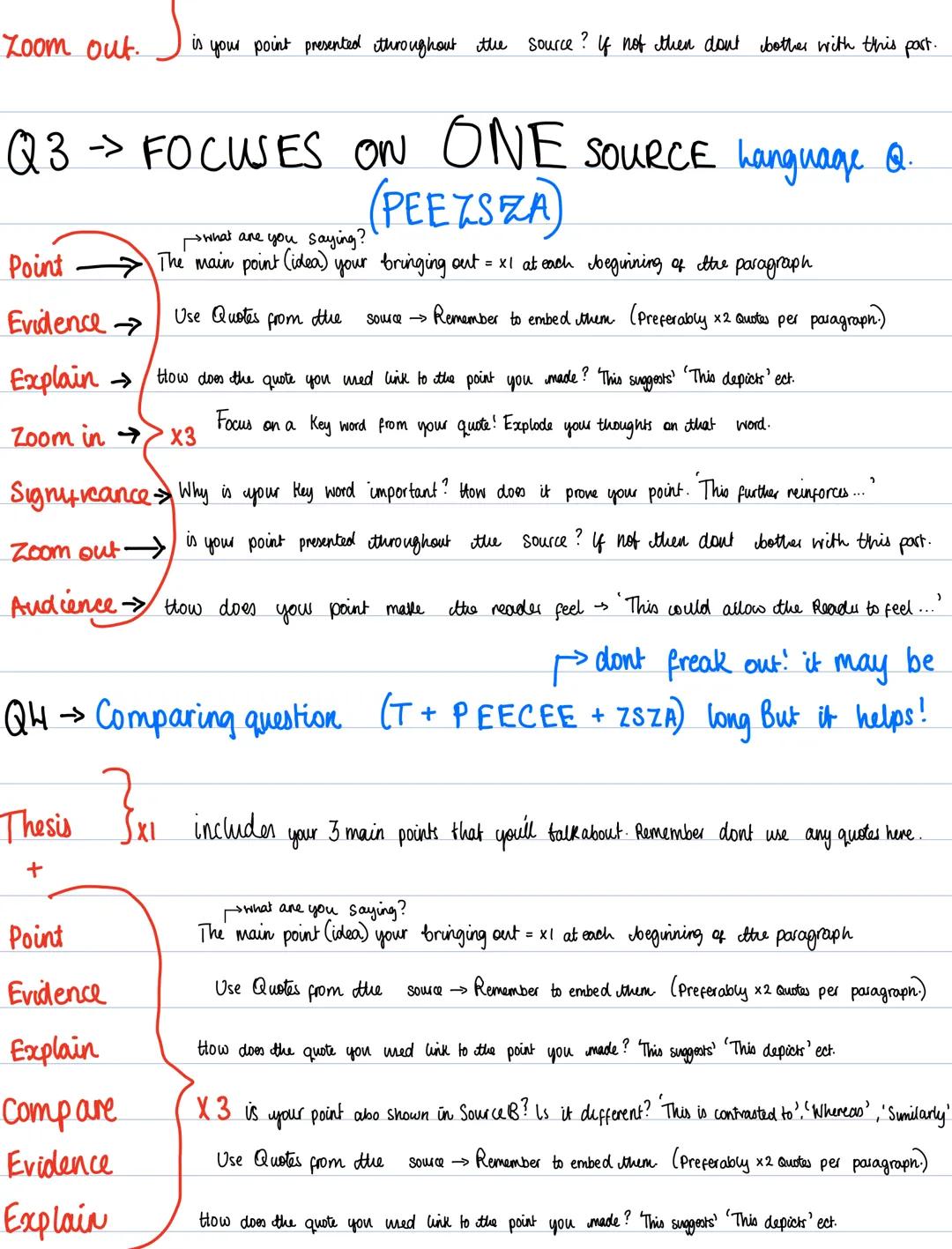 English Language PY Prep.
Q2-> Language Question (PEEZSZ)
What are you saying?
→The main point (idea) your bringing out = x1 at each beginni