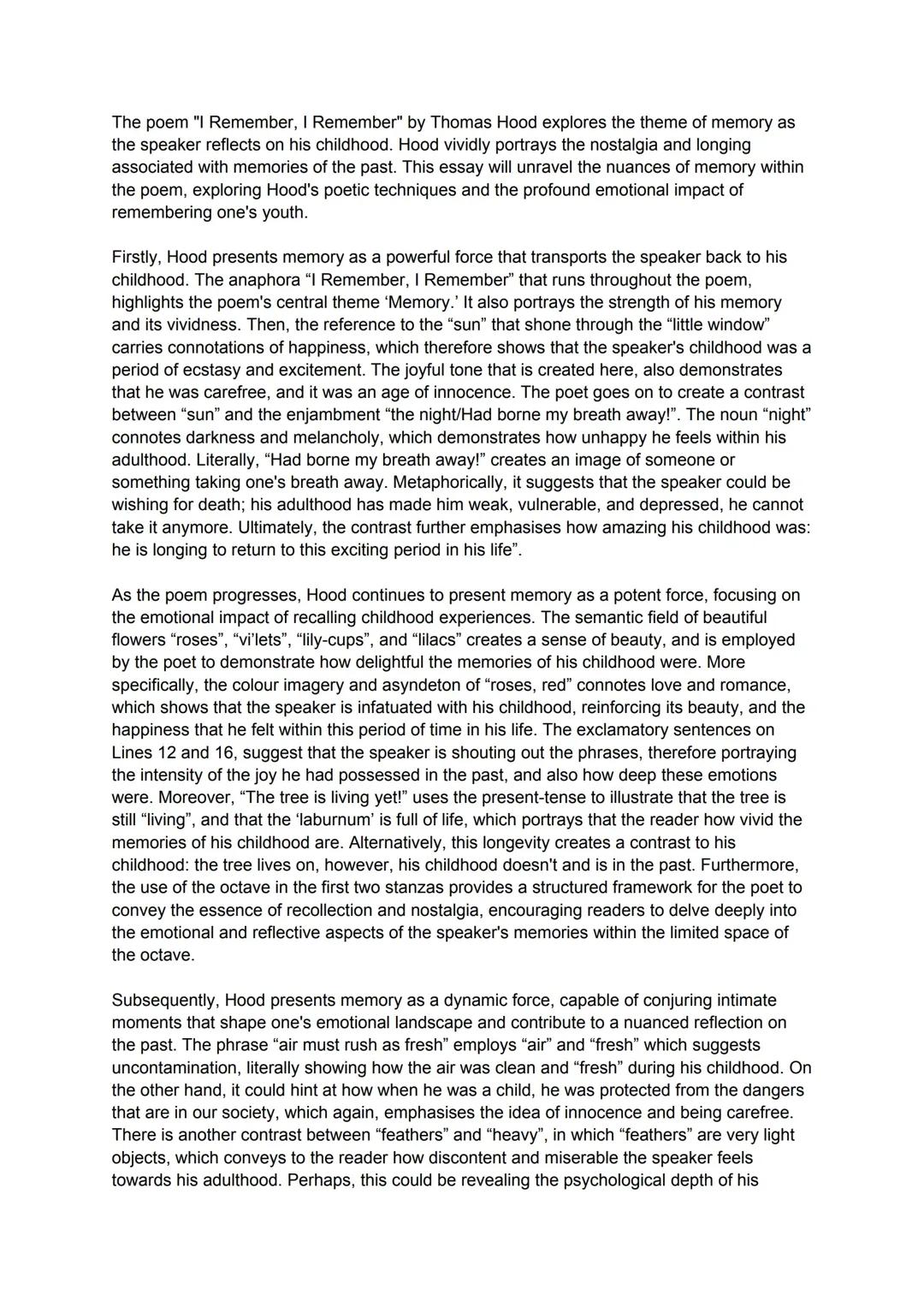 Unseen Poetry 23/24 Essay