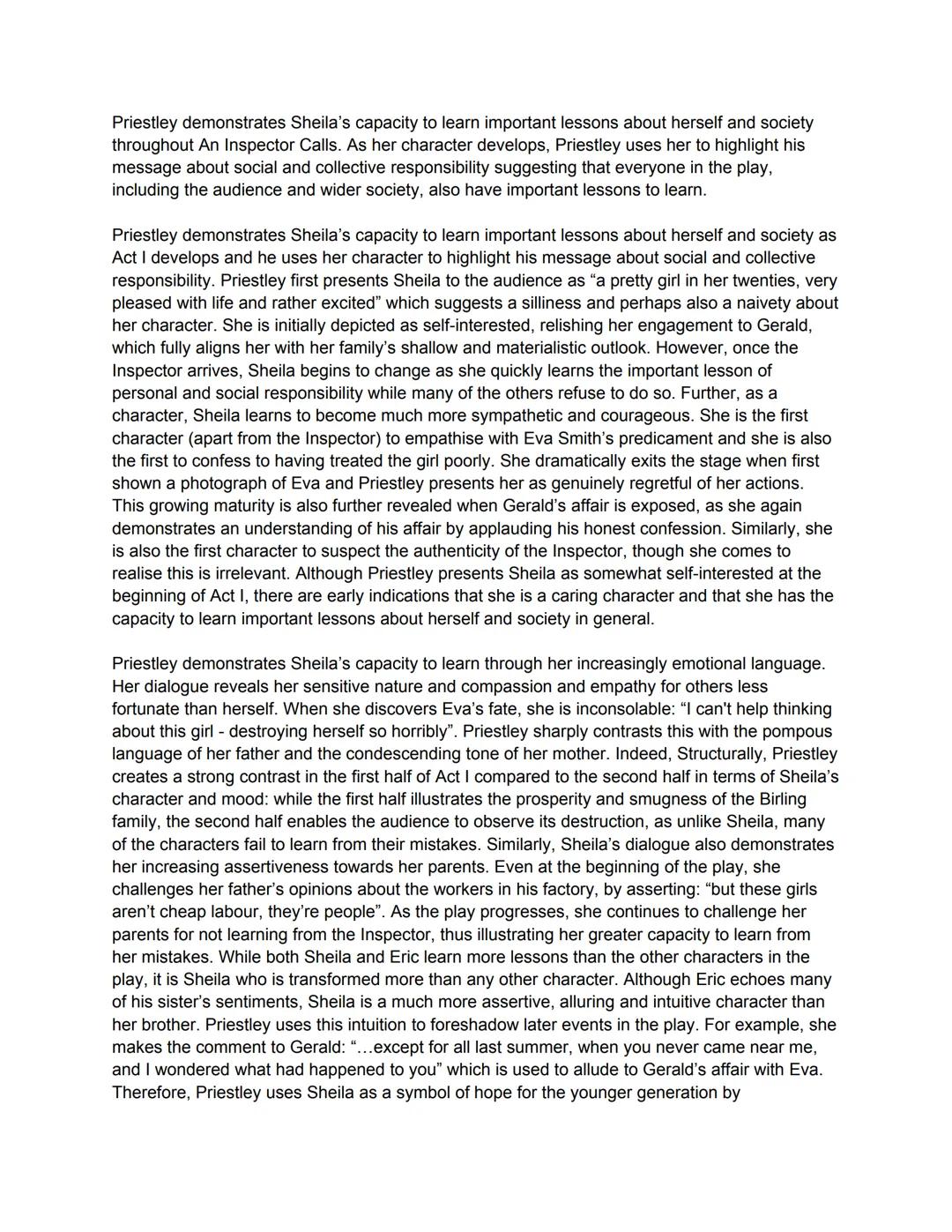 An Inspector Calls 34/34 Essay.