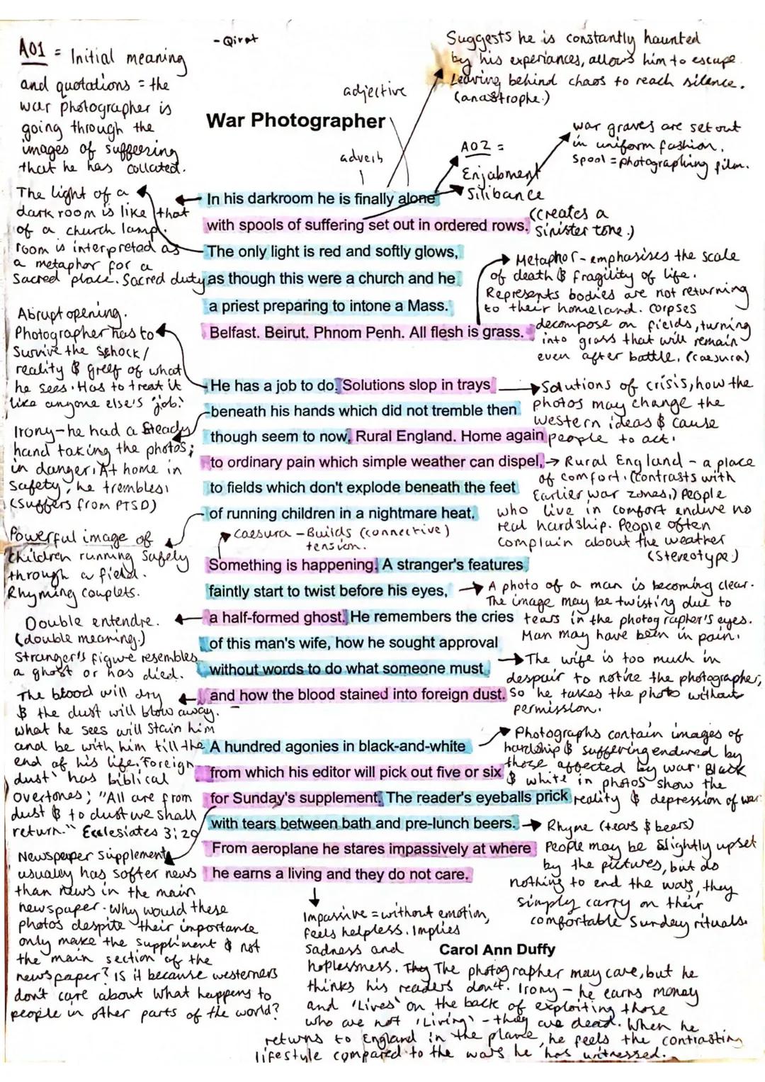 7
Abrupt opening
(Hooks the reader
in) He must stay
awake in the cold.
owen conveys the
idea of fear through
the use of adverbs-
Suggesting