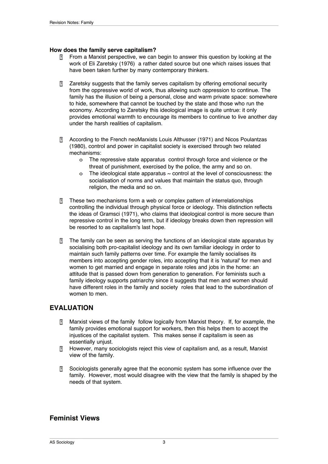 Revision Notes: Family
Unit 1: The family and recent social change
1. Concepts and Definitions
Household A household consists of a person