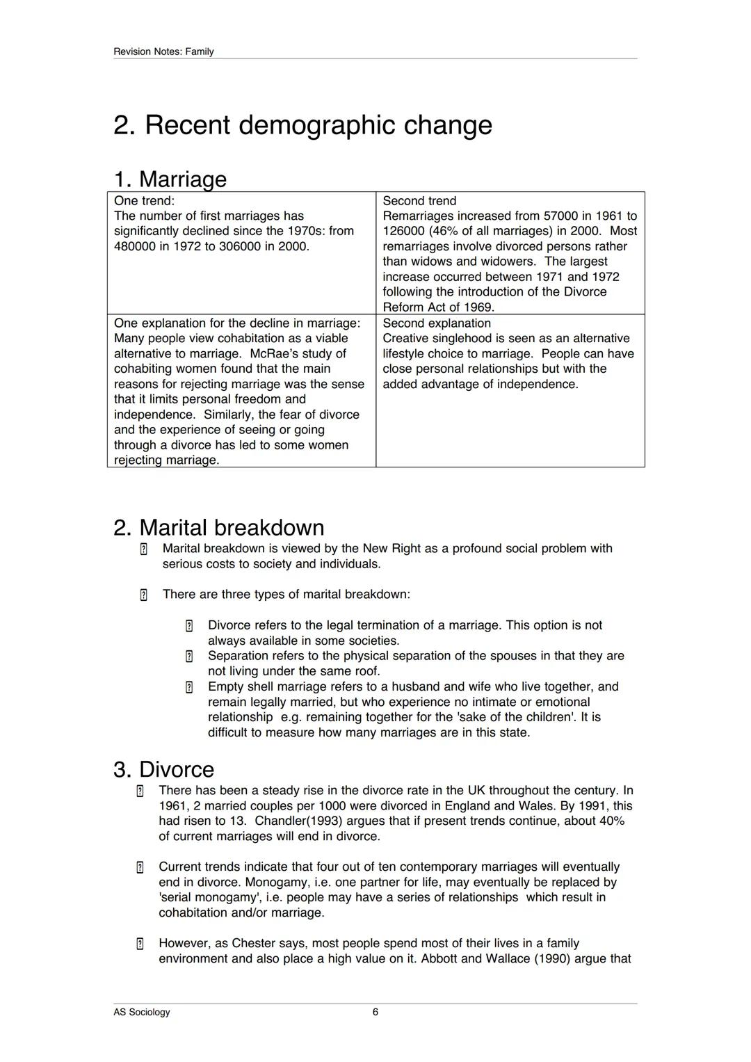 Revision Notes: Family
Unit 1: The family and recent social change
1. Concepts and Definitions
Household A household consists of a person