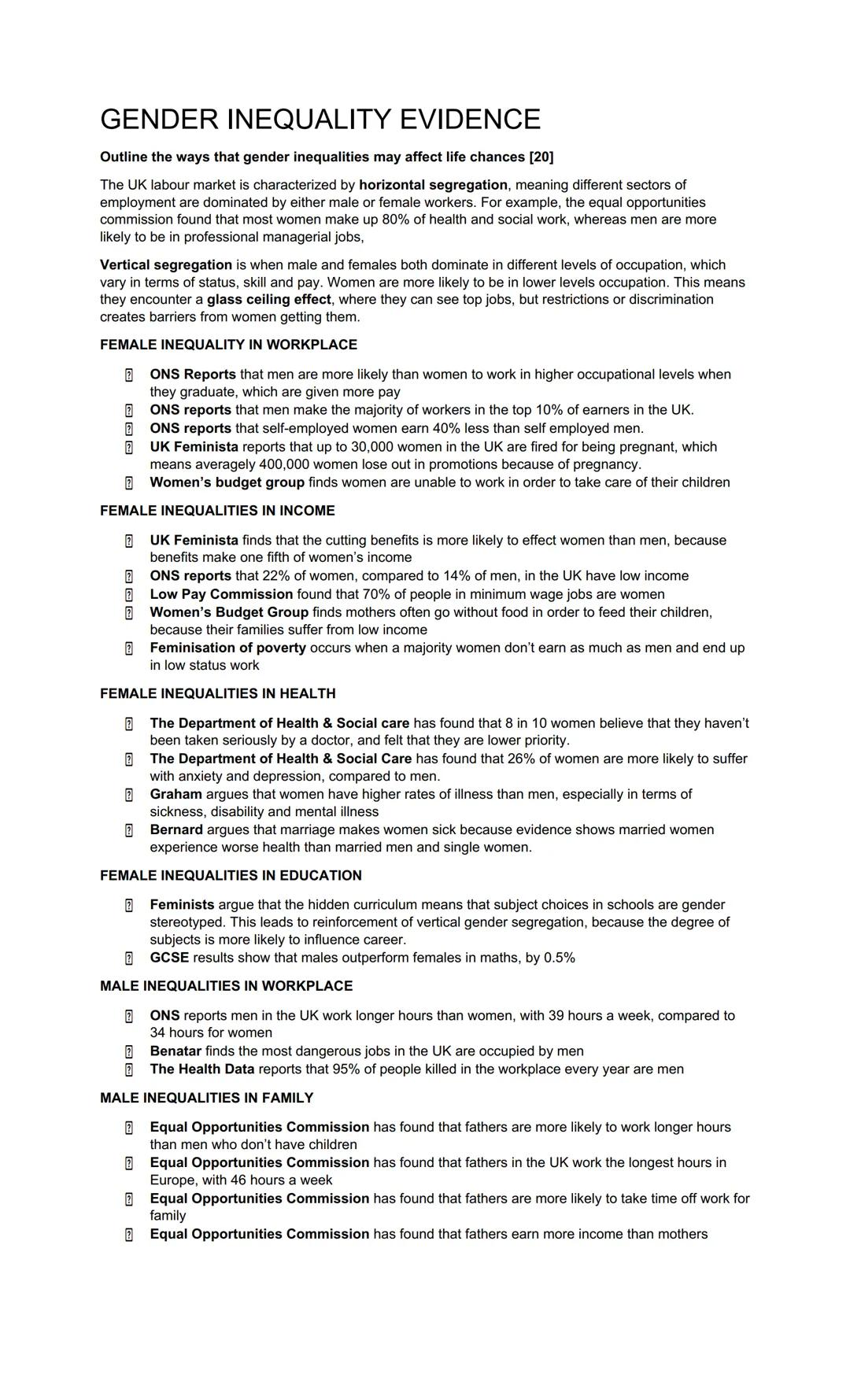 CLASS INEQUALITY EVIDENCE
Outline ways that a person's social class background may affect their chances of achieving a
secure and well-paid