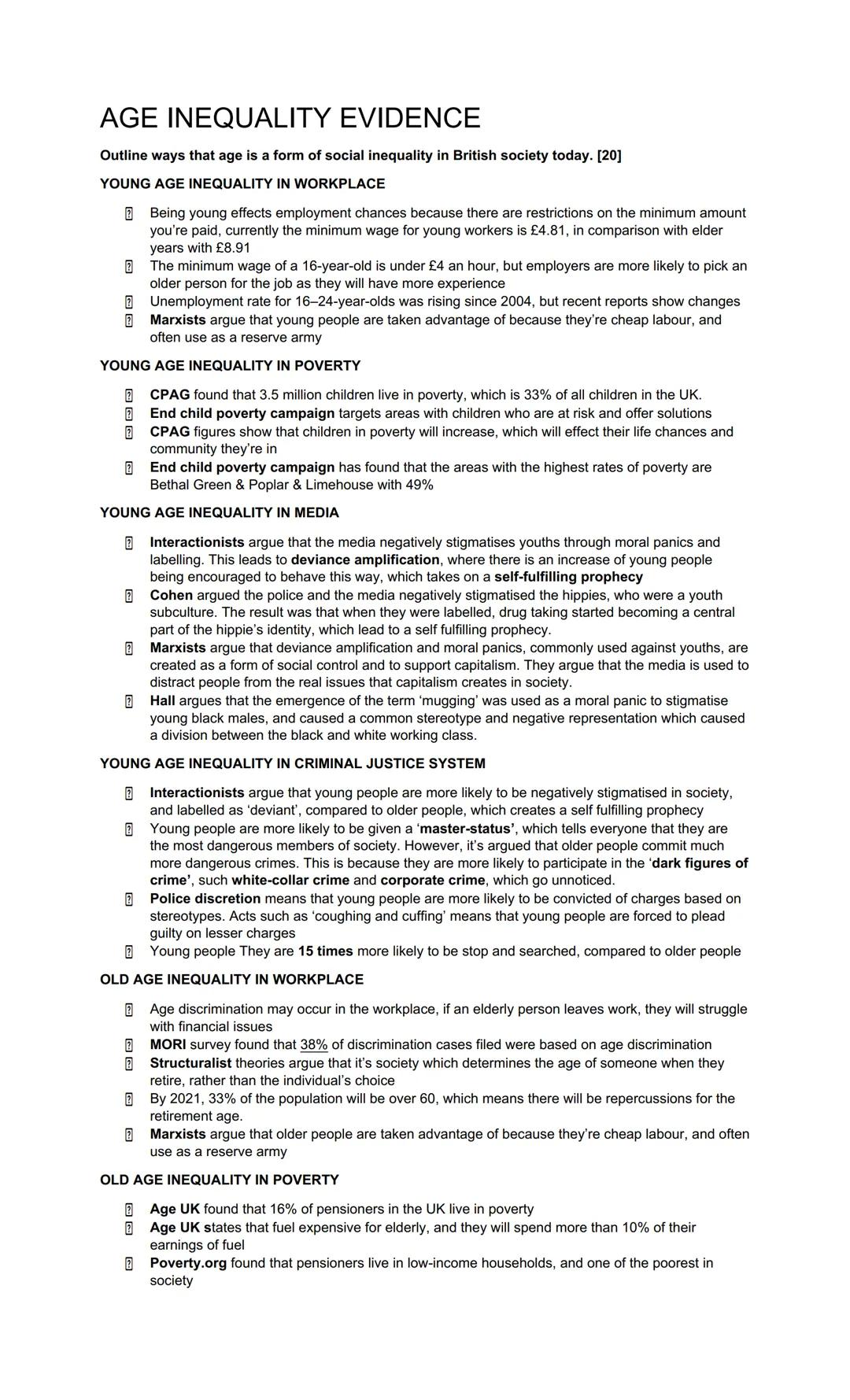 CLASS INEQUALITY EVIDENCE
Outline ways that a person's social class background may affect their chances of achieving a
secure and well-paid