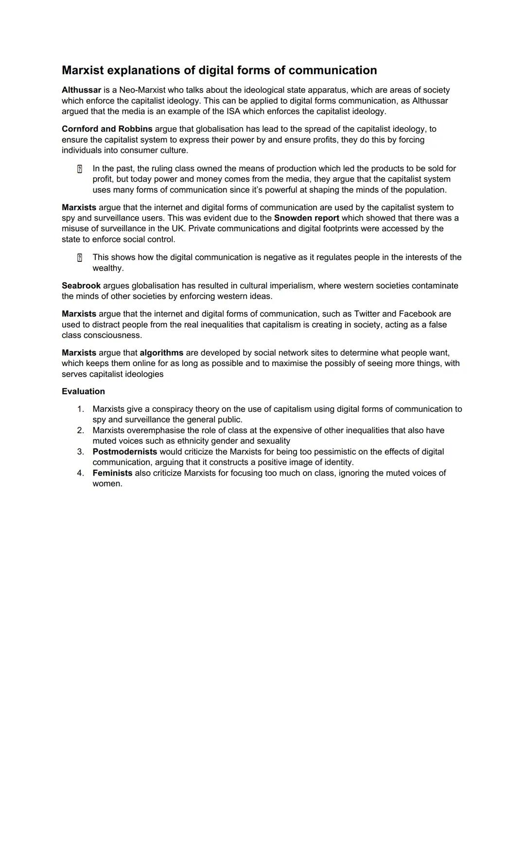 Globalisation and Digital Communications
Problems defining globalisation
It occurs everywhere at once
It's a positive process
It leads to so