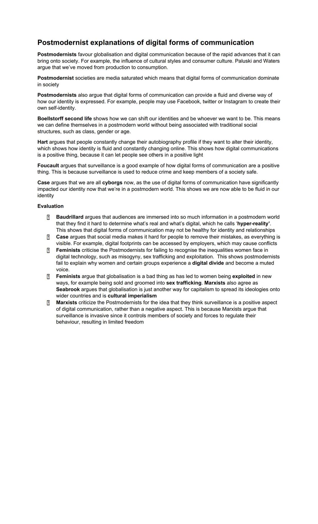 Globalisation and Digital Communications
Problems defining globalisation
It occurs everywhere at once
It's a positive process
It leads to so