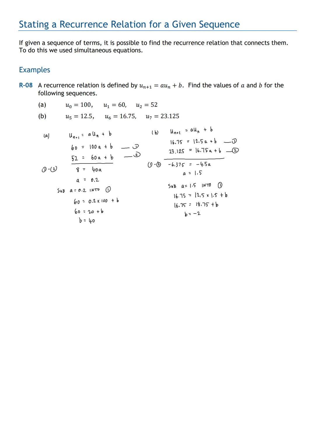 HIGHER MATHS
Recurrence Relations
Notes with Examples
Mr Miscandlon
Gw13miscandlondavid@glow.sch.uk What is a Recurrence Relation?
A recurre