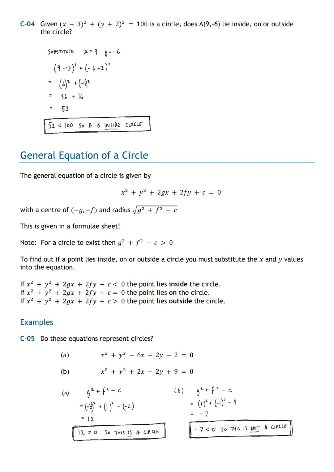 HIGHER MATHS
Circle
Notes with Examples
Mr Miscandlon
Gw13miscandlondavid@glow.sch.uk Equation of a Circle with Centre (a, b)
The equation o