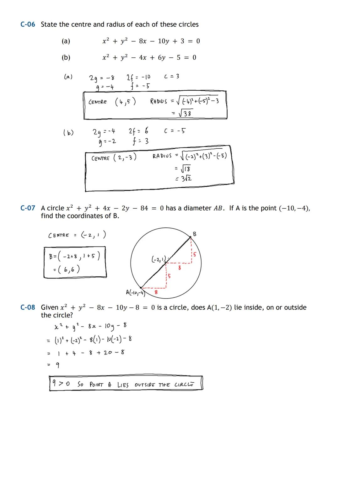 HIGHER MATHS
Circle
Notes with Examples
Mr Miscandlon
Gw13miscandlondavid@glow.sch.uk Equation of a Circle with Centre (a, b)
The equation o