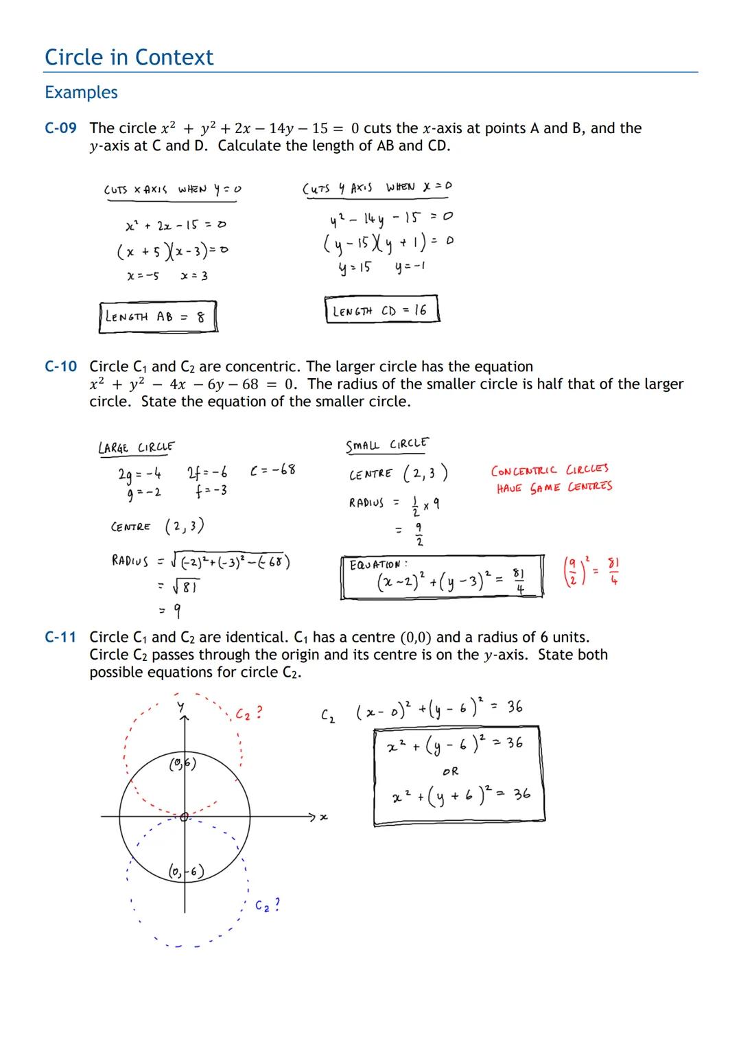 HIGHER MATHS
Circle
Notes with Examples
Mr Miscandlon
Gw13miscandlondavid@glow.sch.uk Equation of a Circle with Centre (a, b)
The equation o