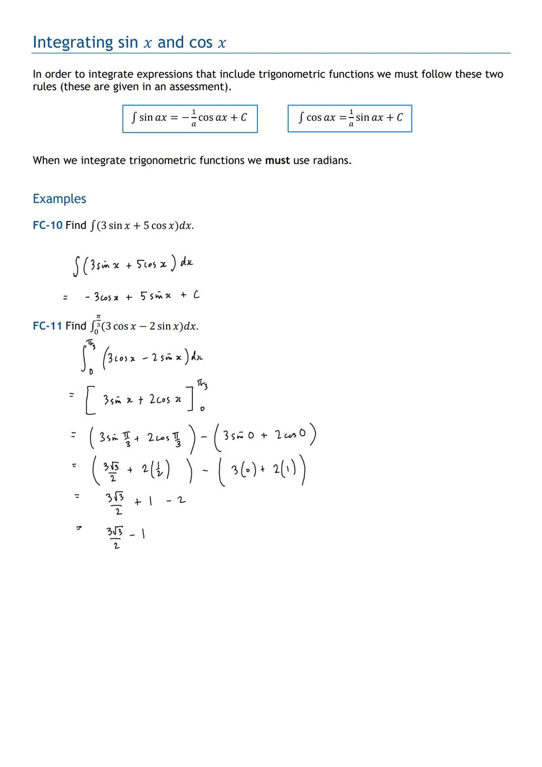 # HIGHER MATHS
Further Calculus
Notes with Examples
Mr Miscandlon
gw13miscandlondavid@glow.sch.uk # Differentiating sin x and cos x
In