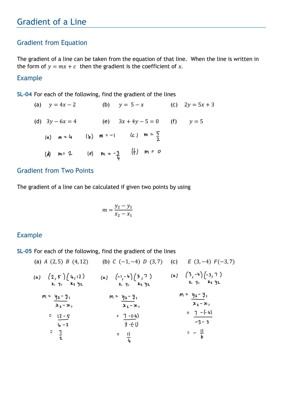 HIGHER MATHS
Straight Line
Notes with Examples
Mr Miscandlon
gw13miscandlondavid@glow.sch.uk Distance Formula
Given any two distinct coordin