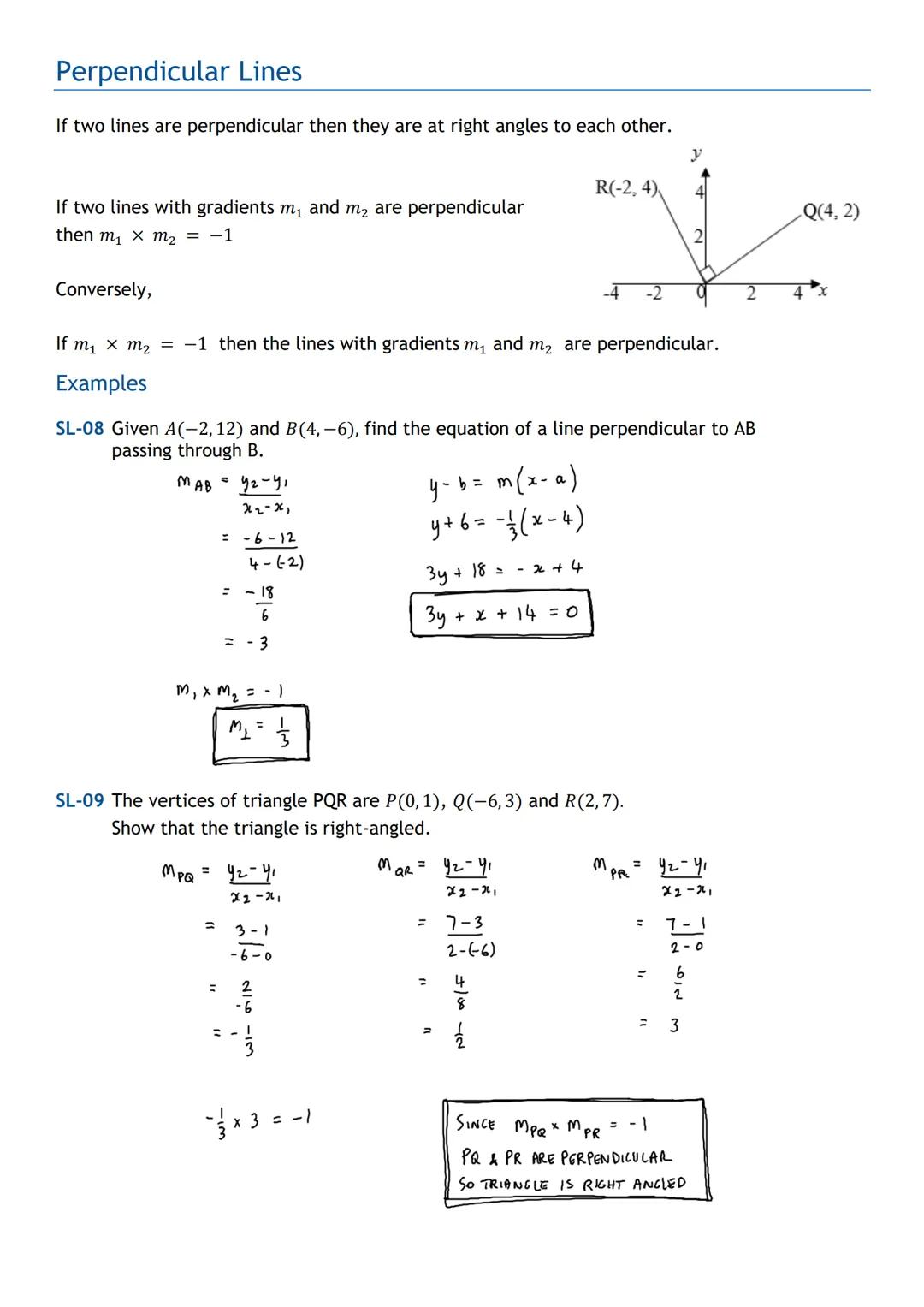 HIGHER MATHS
Straight Line
Notes with Examples
Mr Miscandlon
gw13miscandlondavid@glow.sch.uk Distance Formula
Given any two distinct coordin