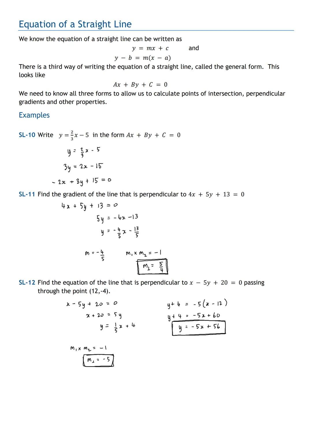 HIGHER MATHS
Straight Line
Notes with Examples
Mr Miscandlon
gw13miscandlondavid@glow.sch.uk Distance Formula
Given any two distinct coordin