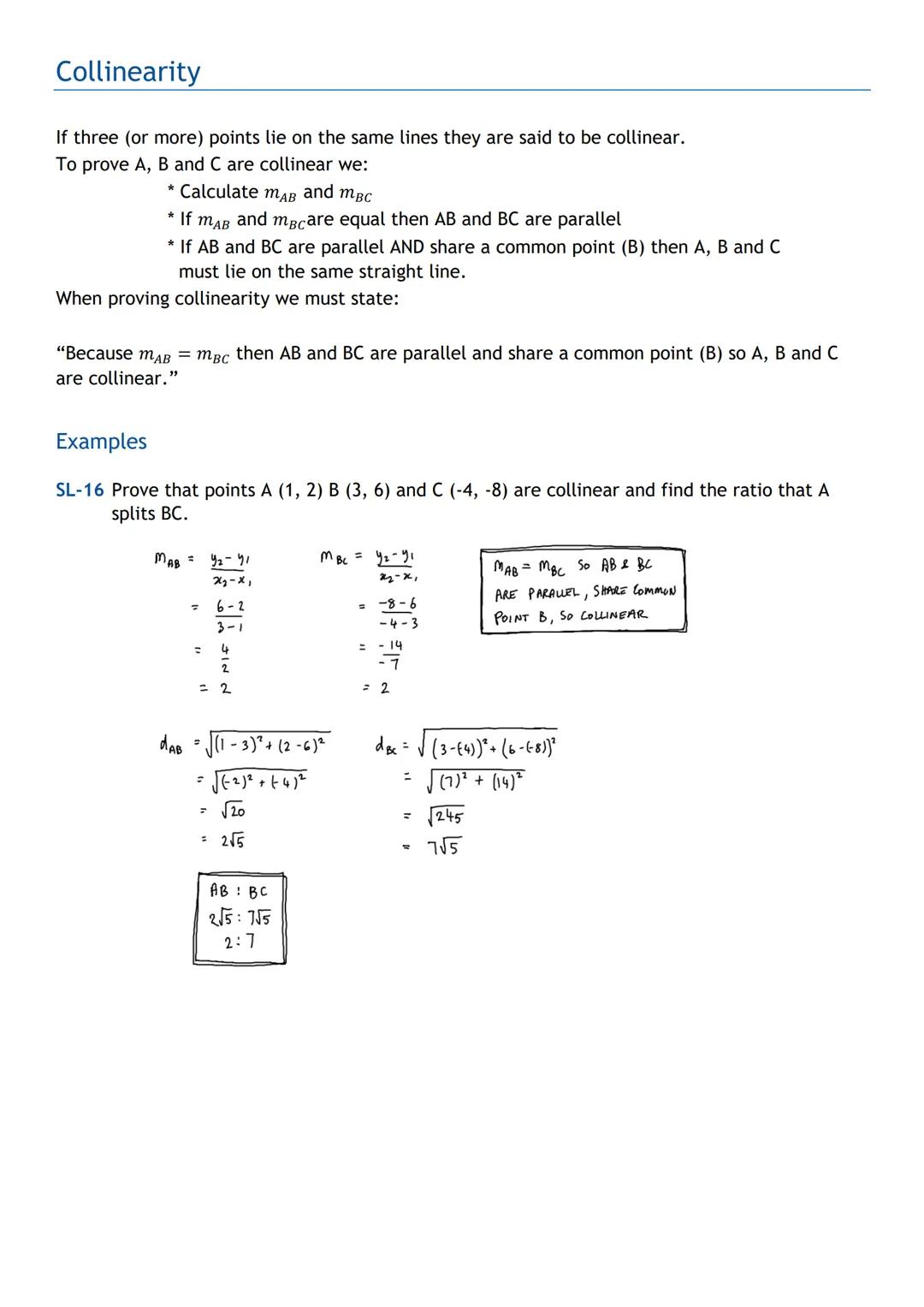 HIGHER MATHS
Straight Line
Notes with Examples
Mr Miscandlon
gw13miscandlondavid@glow.sch.uk Distance Formula
Given any two distinct coordin