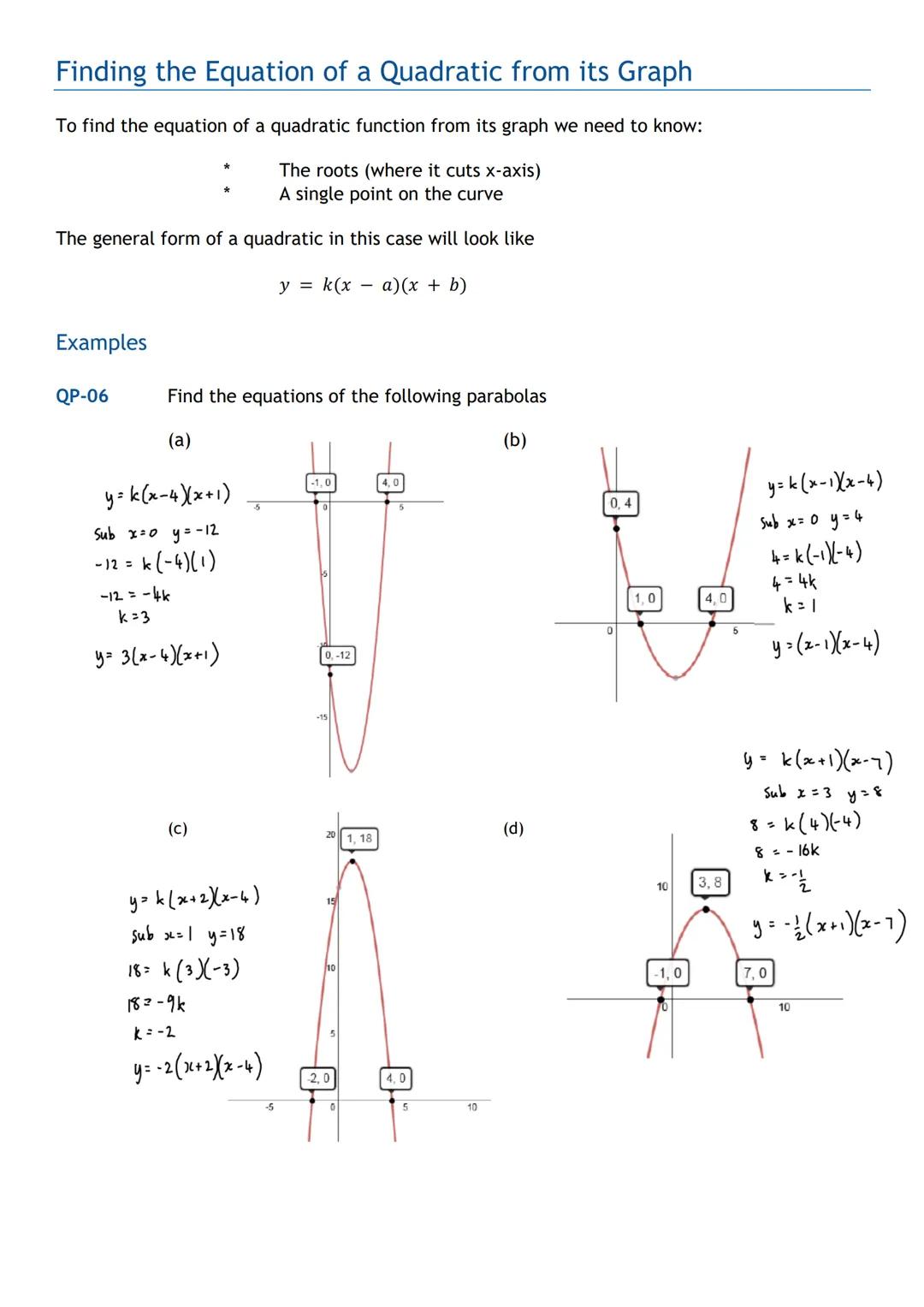 HIGHER MATHS
Quadratics & Polynomials
Notes with Examples
Mr Miscandlon
Gw13miscandlondavid@glow.sch.uk Completing the Square
Any quadratic