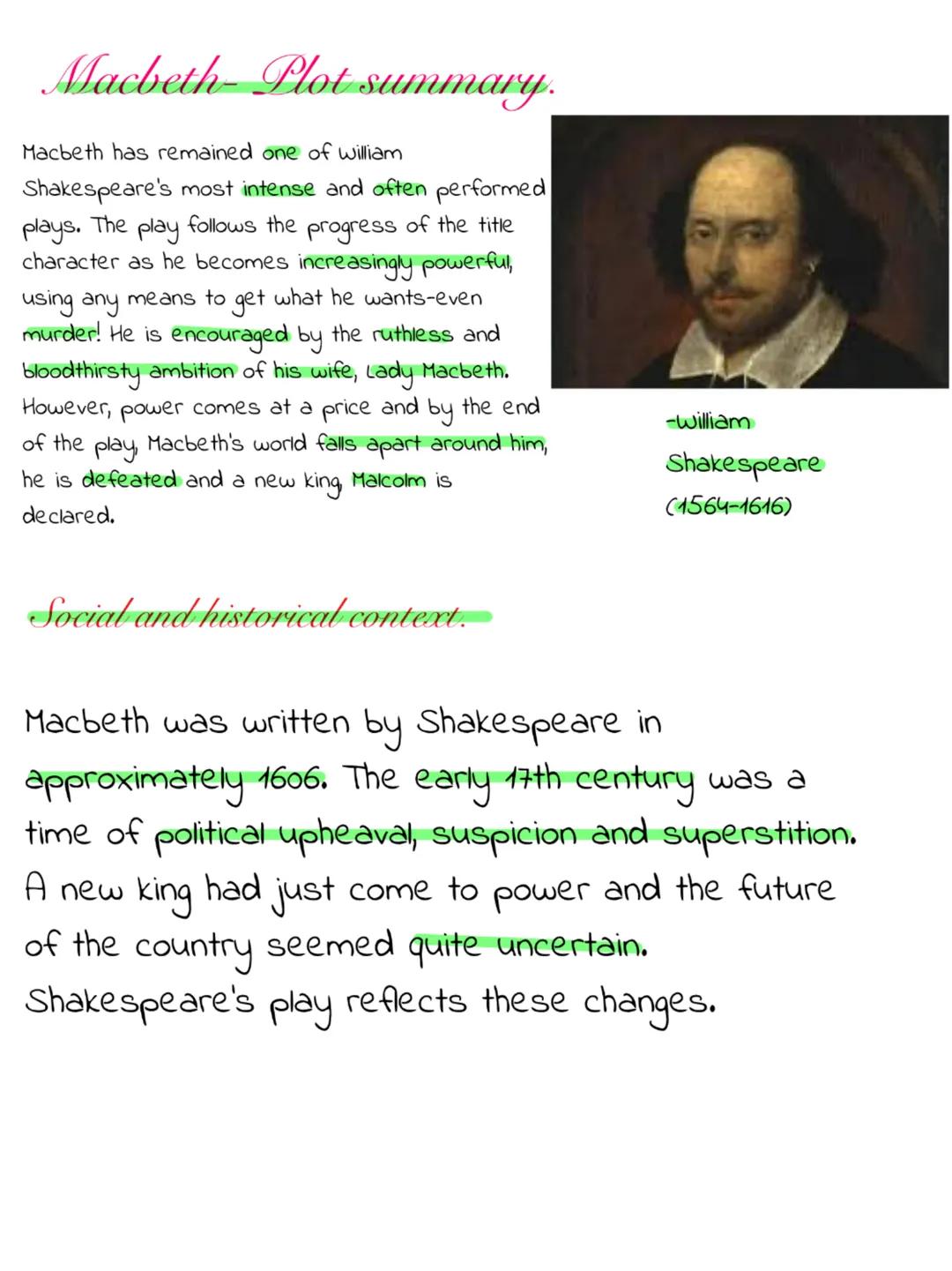 Macbeth- Plot summary.
Macbeth has remained one of william
Shakespeare's most intense and often performed
plays. The play follows the progr