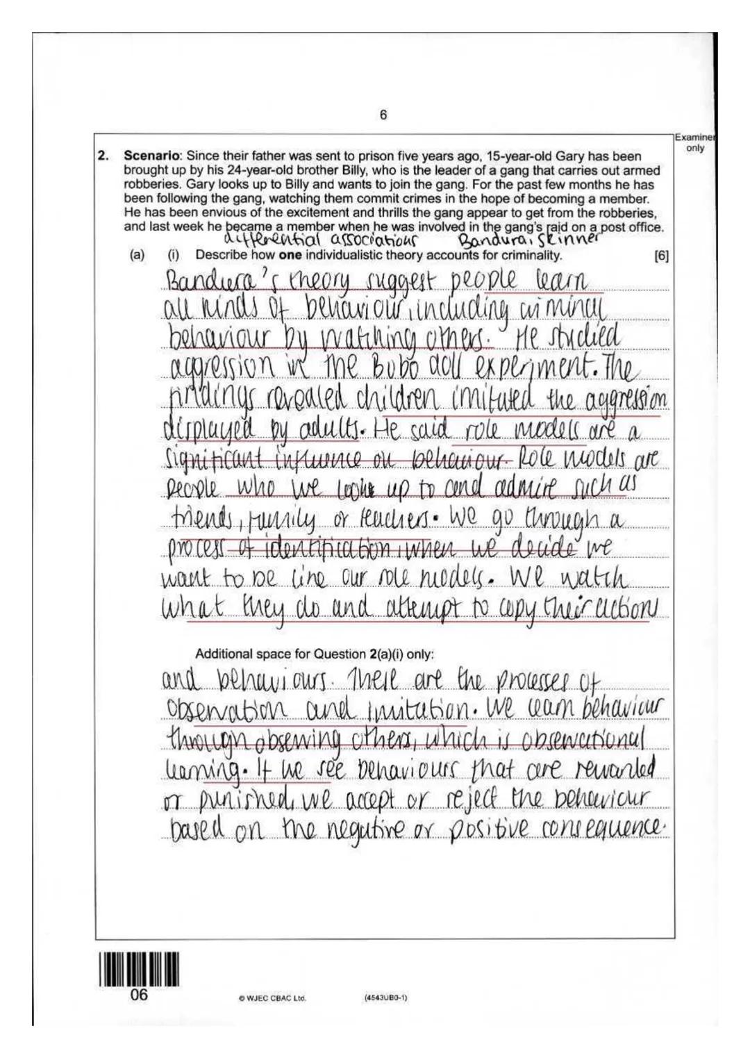 17
Script Marks
Component. 4543UB0-1-CRIMINOLOGY UNIT 2 UNIT 2 PAPER
doko Name
Item
Mark
Comment
1ai
6
1aii
5
1 aiii
6
1bi
2
1bii
2
1c
3
2ai