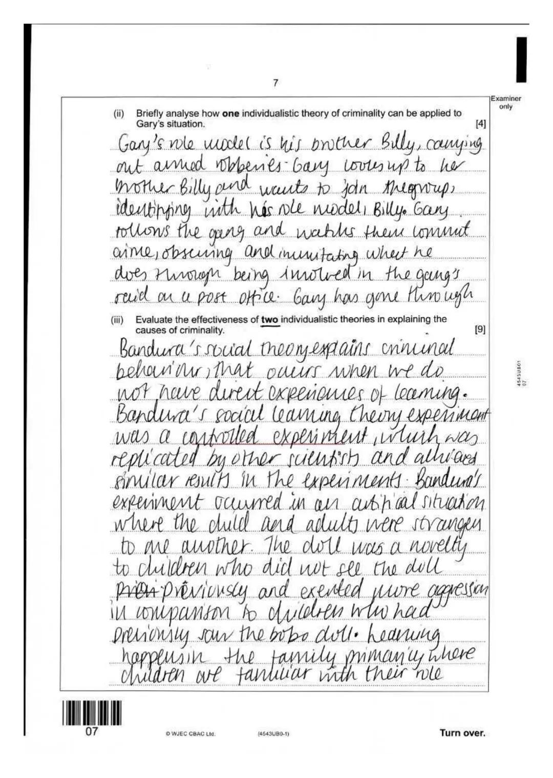 17
Script Marks
Component. 4543UB0-1-CRIMINOLOGY UNIT 2 UNIT 2 PAPER
doko Name
Item
Mark
Comment
1ai
6
1aii
5
1 aiii
6
1bi
2
1bii
2
1c
3
2ai