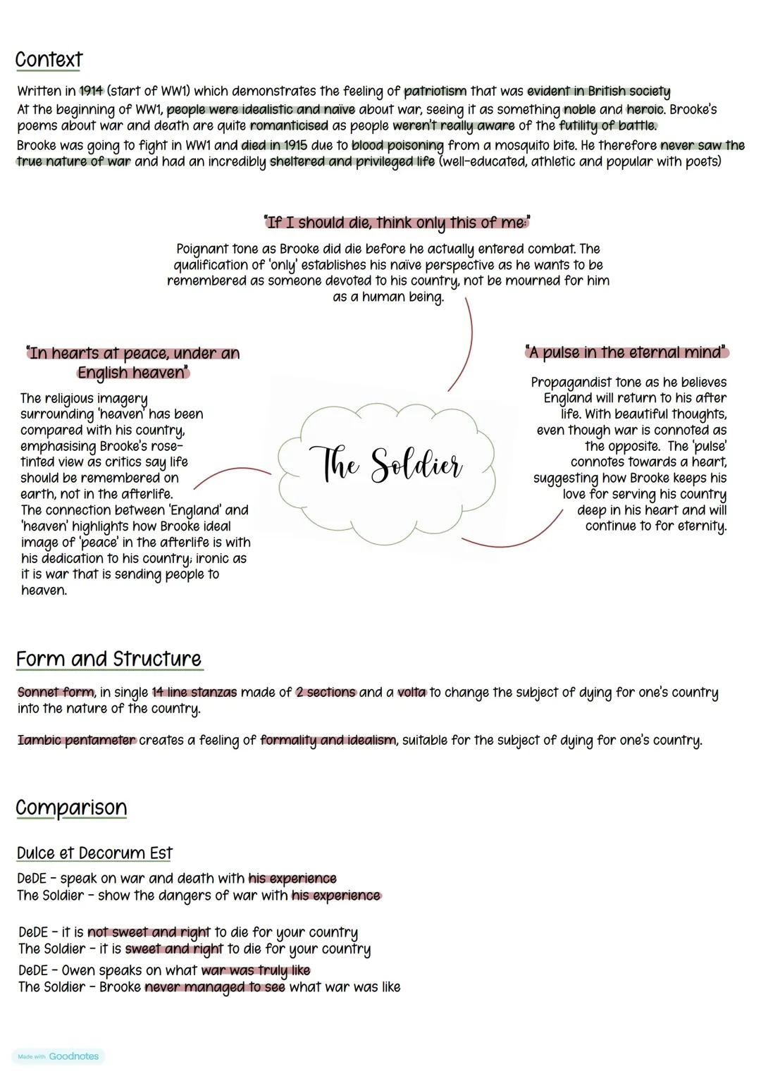 English: The Soldier Key Quotes + Themes
