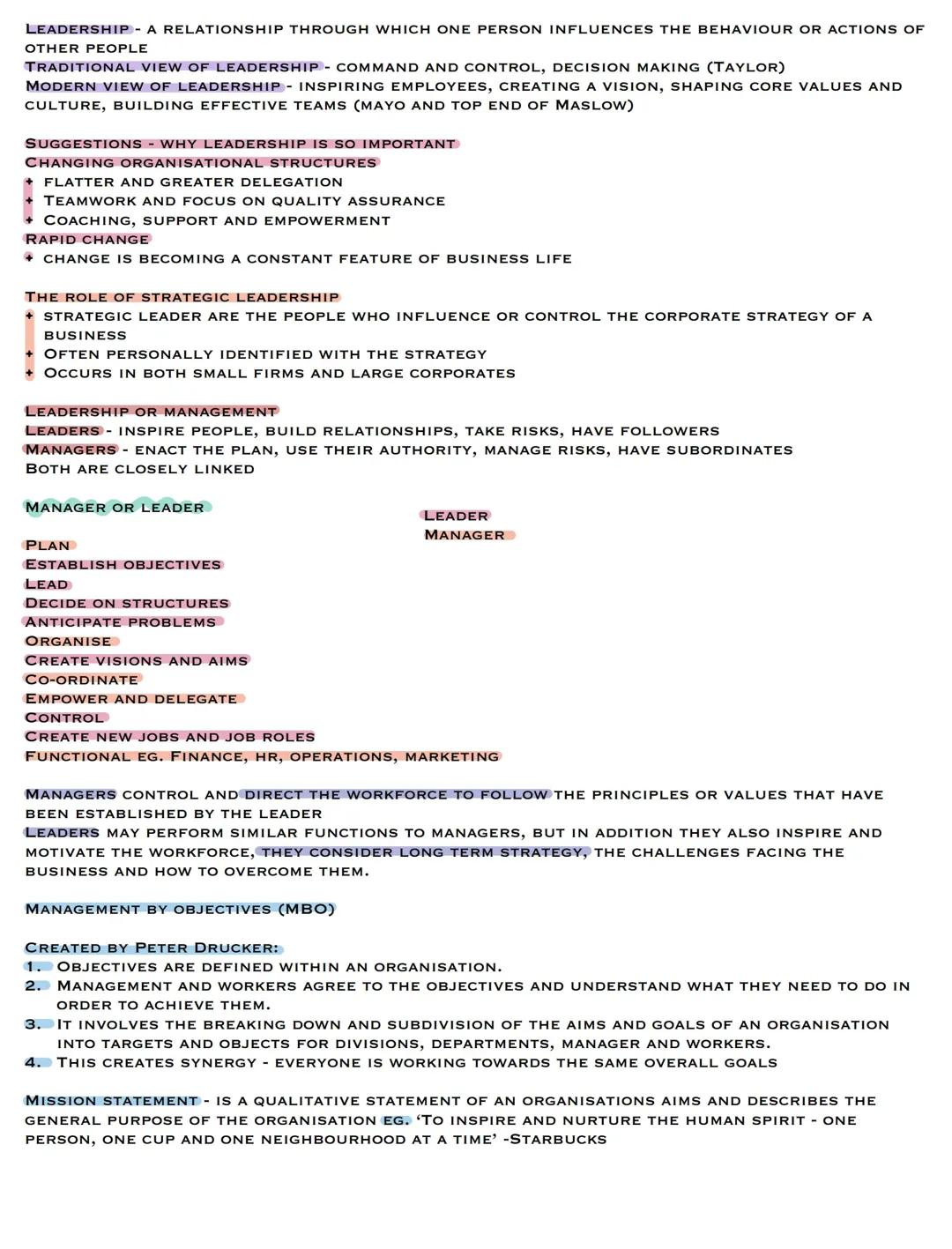 Management and leadership