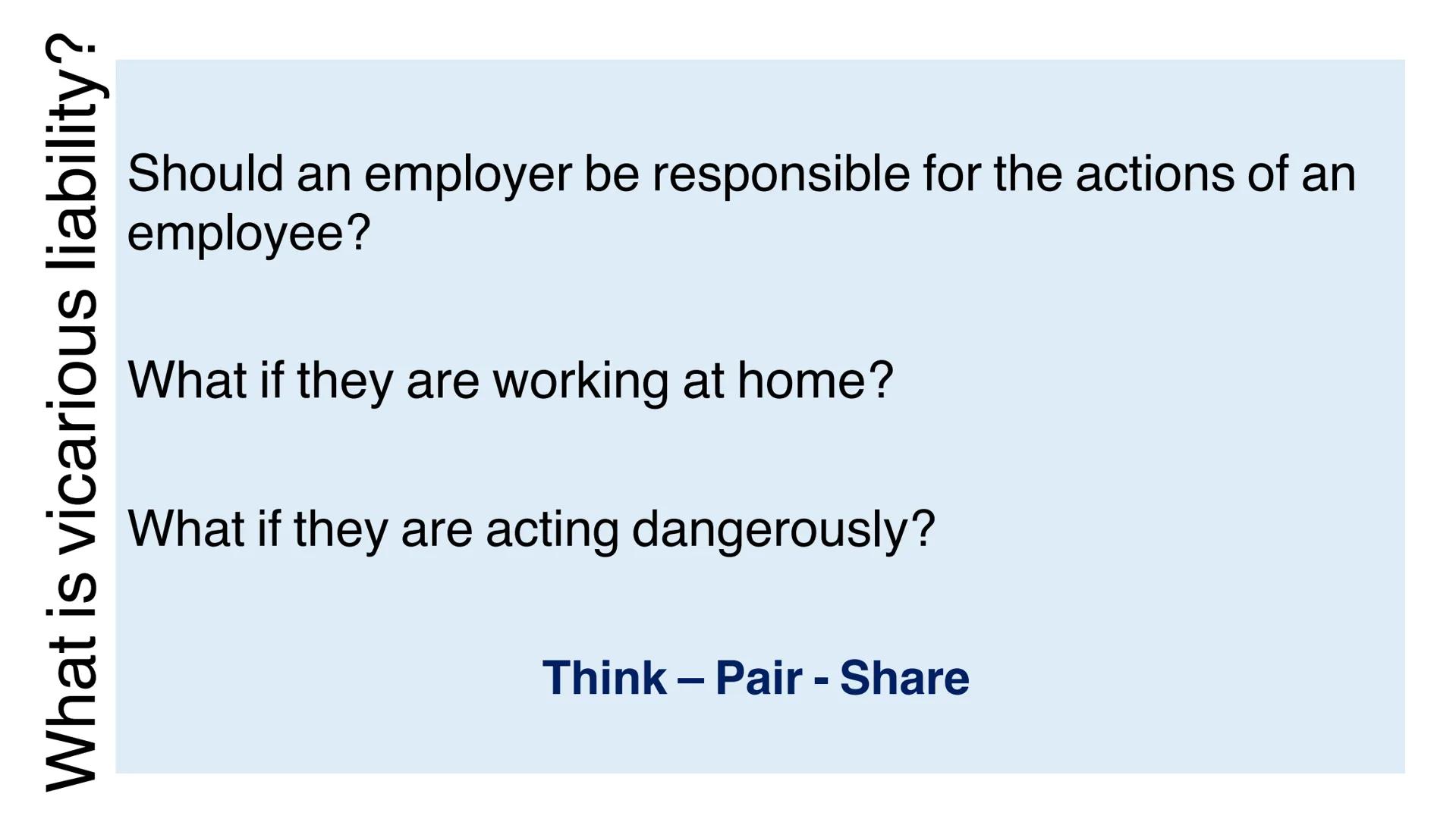 VICARIOUS
LIABILITY VICARIOUS LIABILITY
EMPLOYERS BEING LIABLE FOR
THE ACTIONS OF EMPLOYEES Vicarious Liability
From the specification:
Vica