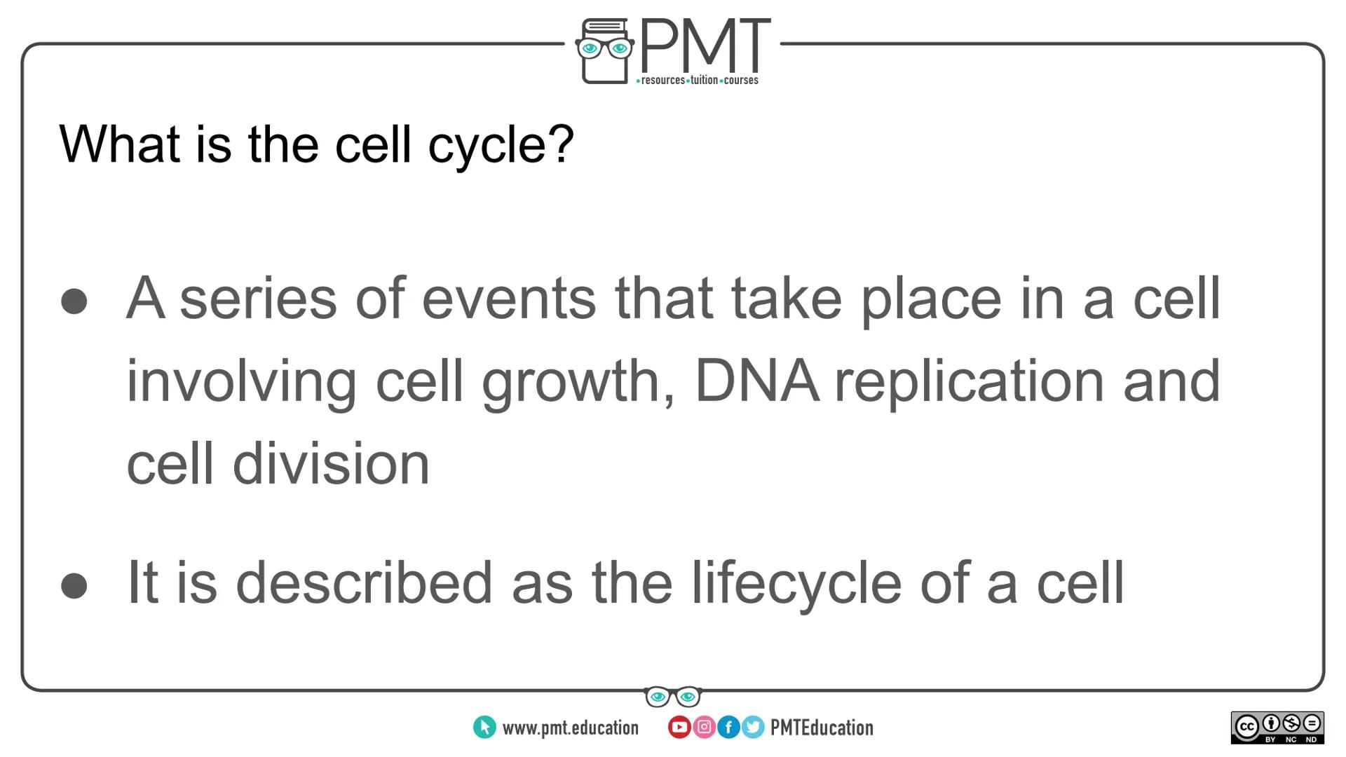 PMT
โซresources.tuition.courses
Edexcel Biology GCSE
Topics 2.1 to 2.9 - Cell division and
growth
Flashcards
This work by PMT Education is li