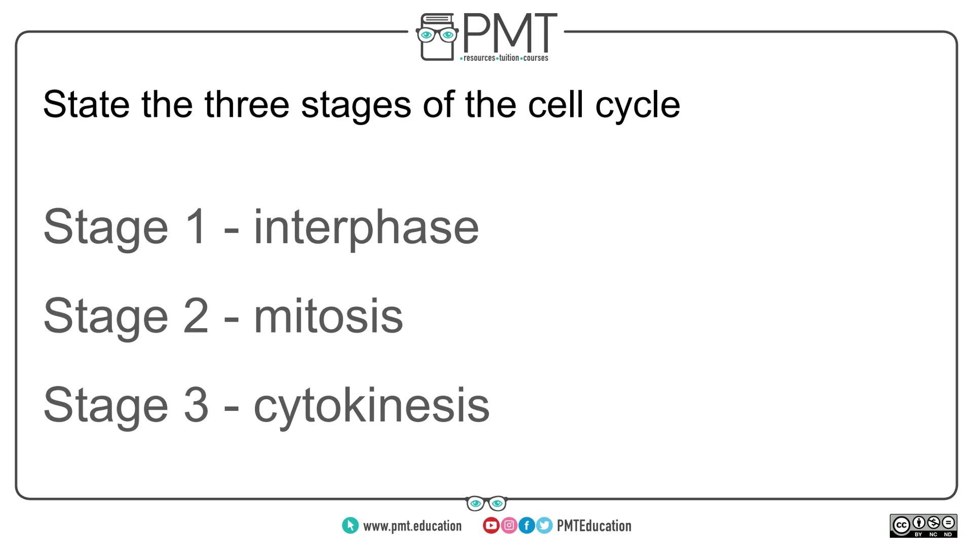 PMT
โซresources.tuition.courses
Edexcel Biology GCSE
Topics 2.1 to 2.9 - Cell division and
growth
Flashcards
This work by PMT Education is li