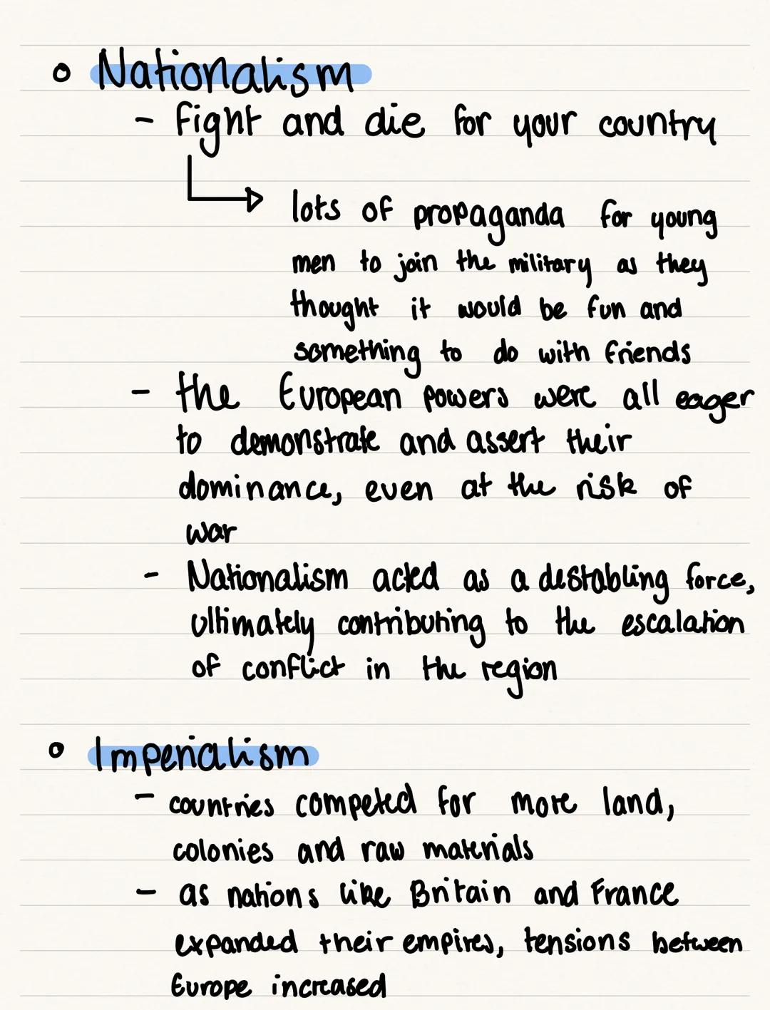 # CAUSES OF WWI
long term
- Militarism - the belief that a country should maintain a strong
millitary capability and be prepared to use