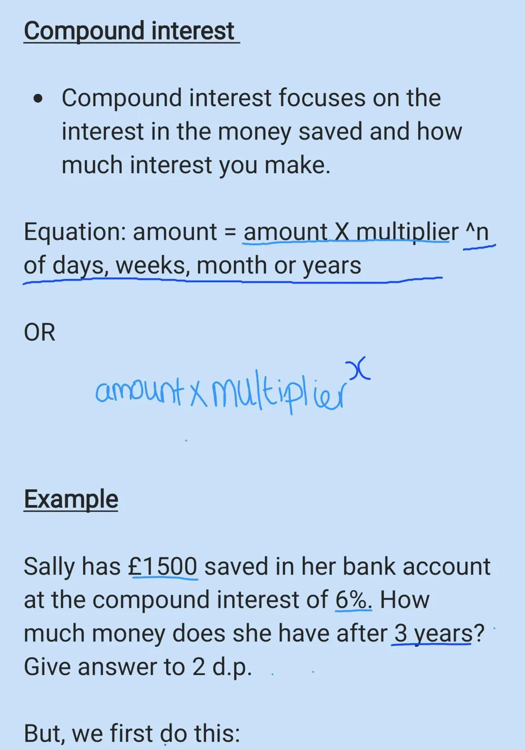 Compound and Simple Interest Revision Note