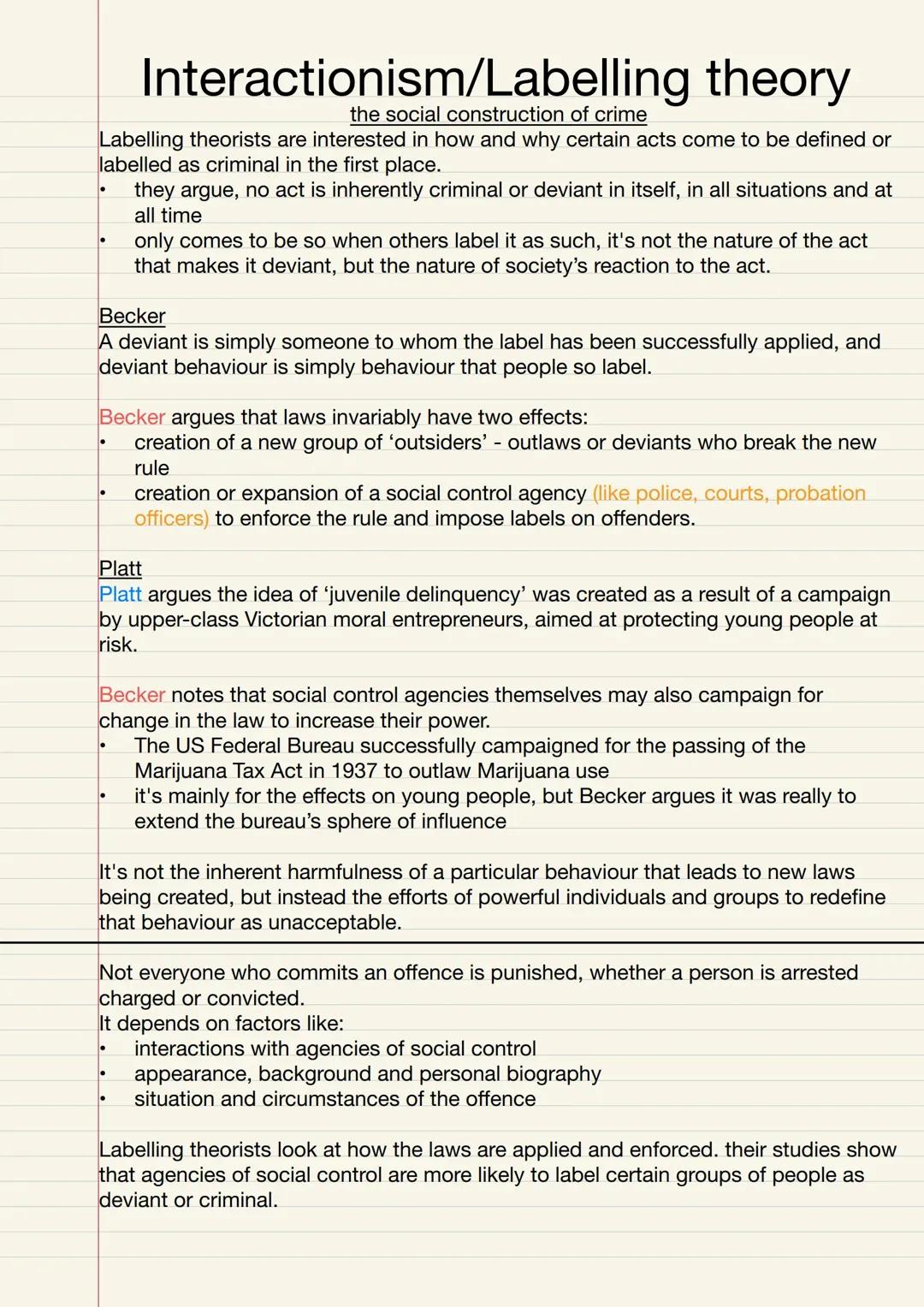 Interactionism and labelling theory of crime and deviance