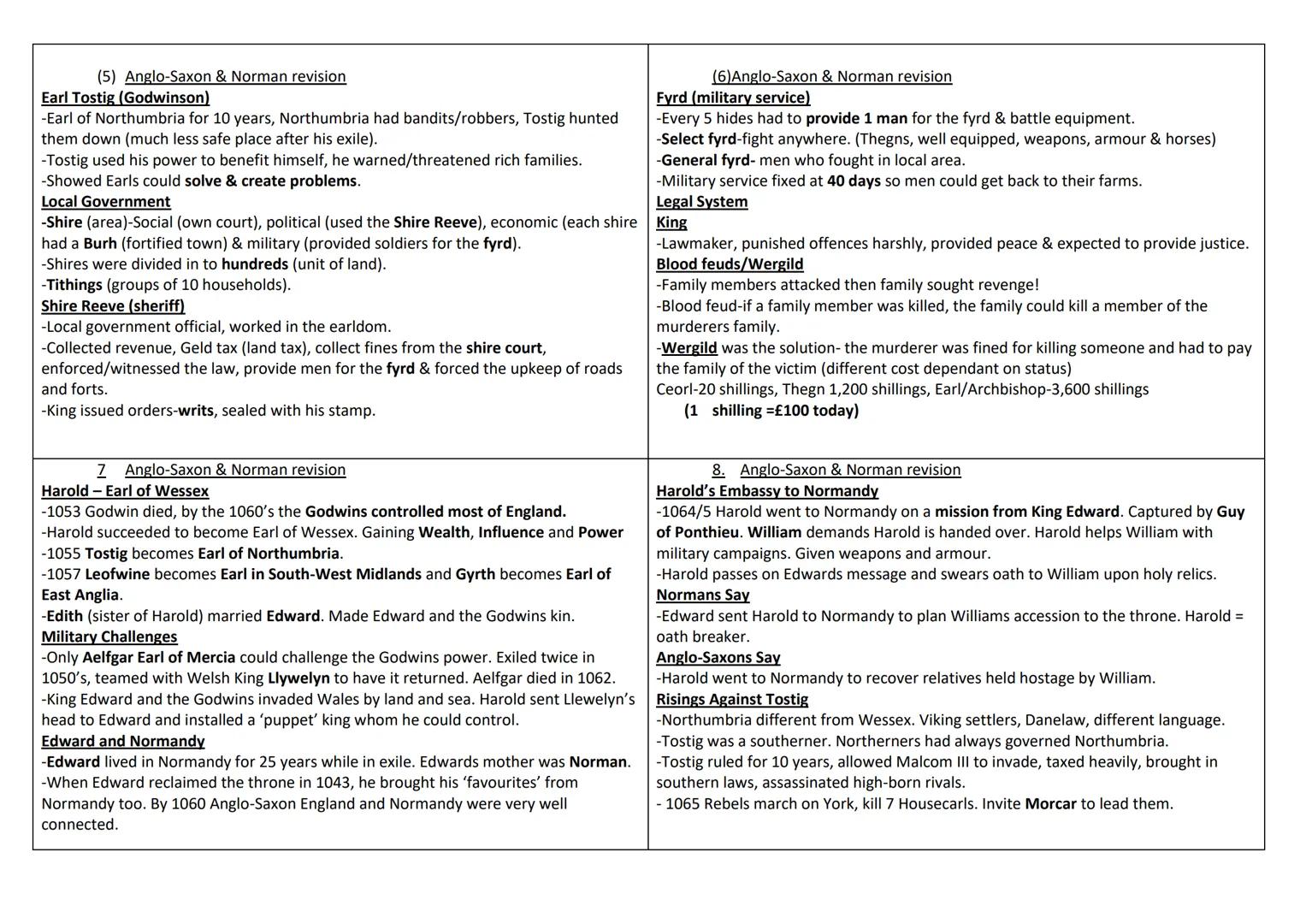 (1) Anglo-Saxon & Norman revision
Anglo-Saxon society
-1060, 2 million people in Britain, hard life, high infant mortality, most people farm