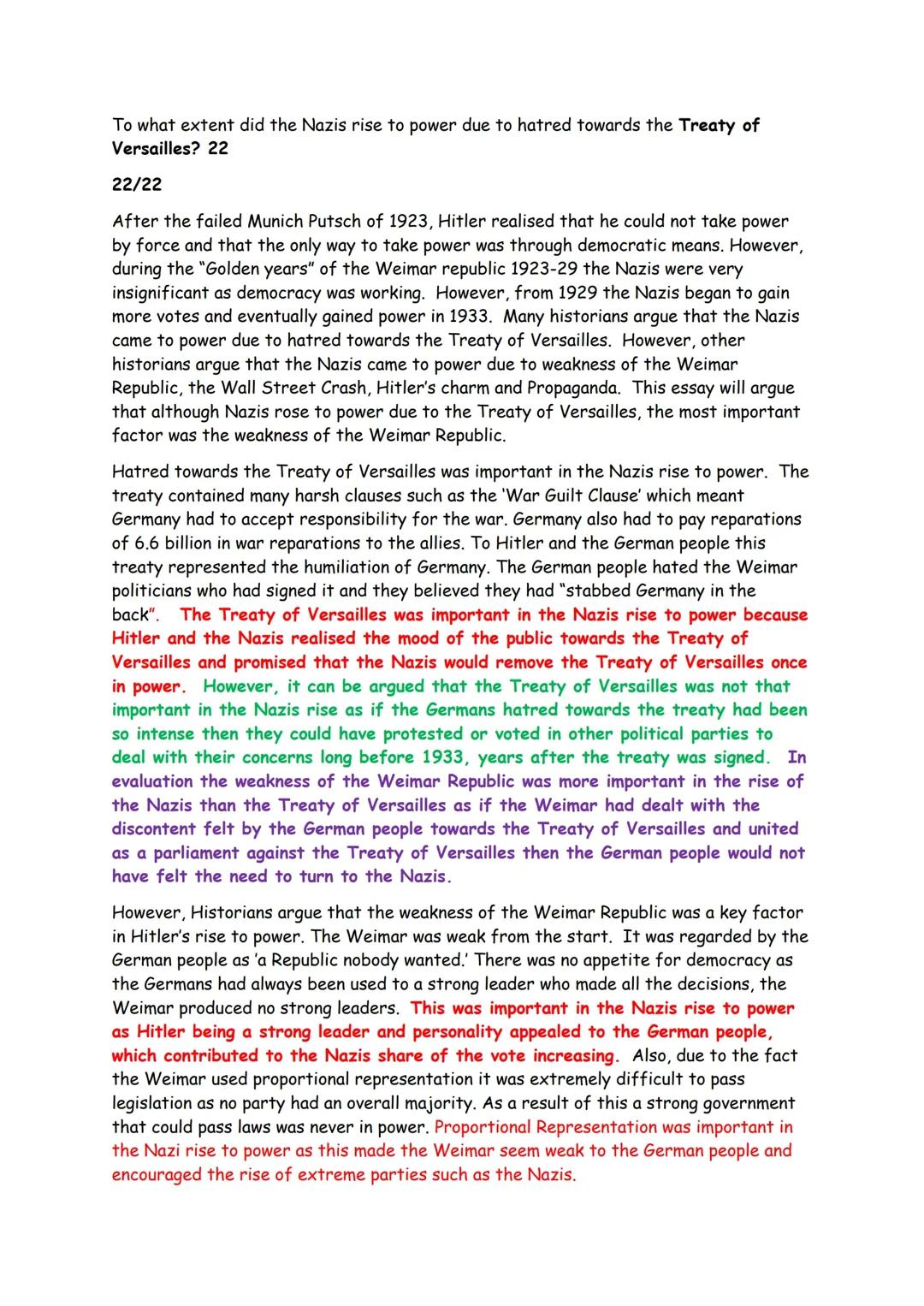 22/22 mark Nazi Rise Essay