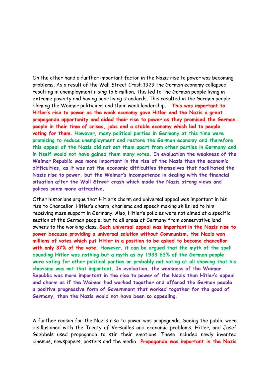 To what extent did the Nazis rise to power due to hatred towards the Treaty of
Versailles? 22
22/22
After the failed Munich Putsch of 1923,