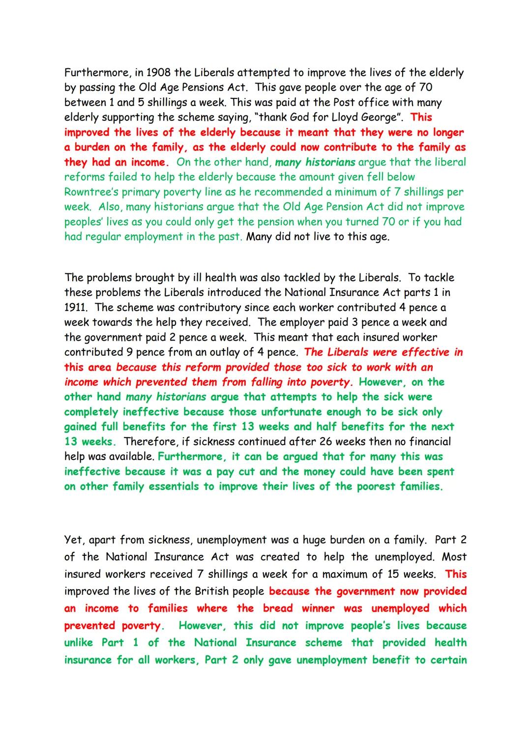To what extent did the Liberal reforms 1906-14 improve the lives of the British
people?
Introduction 3/3 Conclusion 2/3 KU6/6 Analysis 6/6