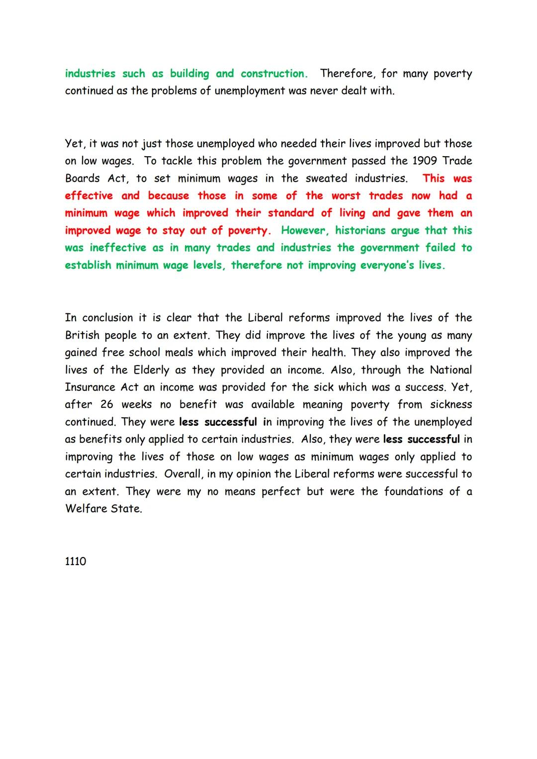 To what extent did the Liberal reforms 1906-14 improve the lives of the British
people?
Introduction 3/3 Conclusion 2/3 KU6/6 Analysis 6/6