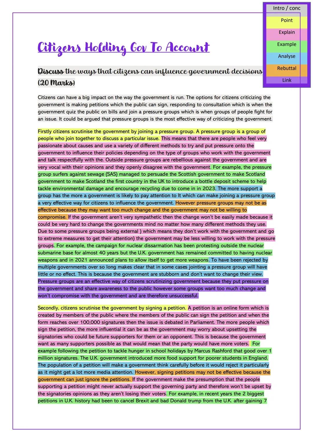 Citizens Influence - Higher modern studies essay